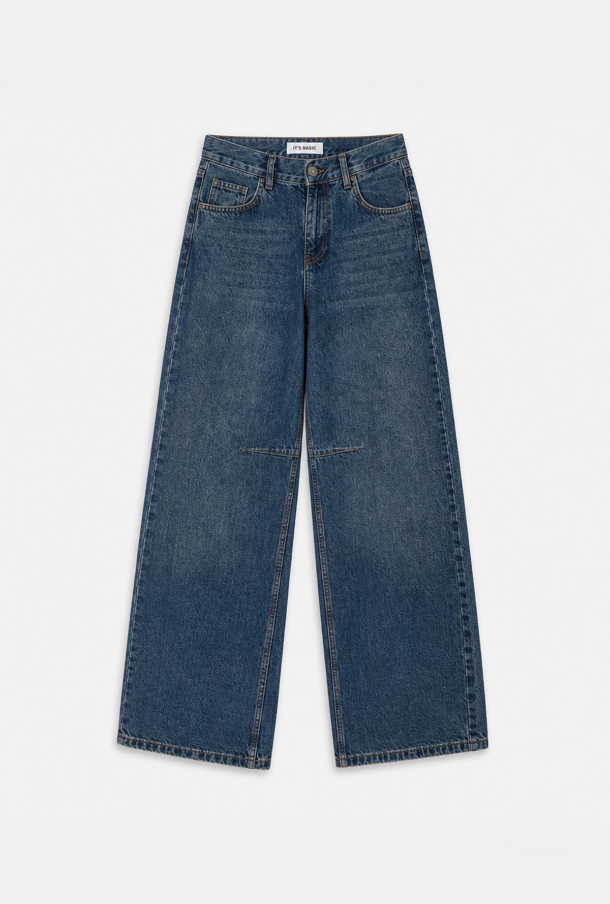 Kadın 2w6-8 Wide Leg Loose Fit Orta Bel Denim Jean