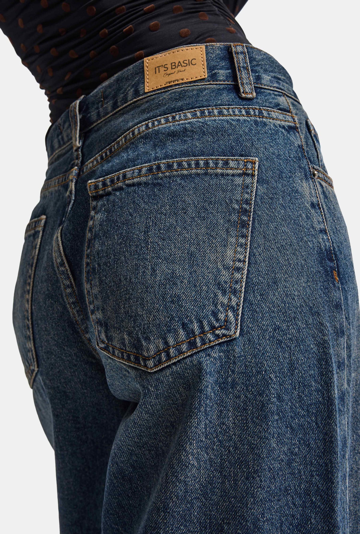 Kadın 2w6-8 Wide Leg Loose Fit Orta Bel Denim Jean