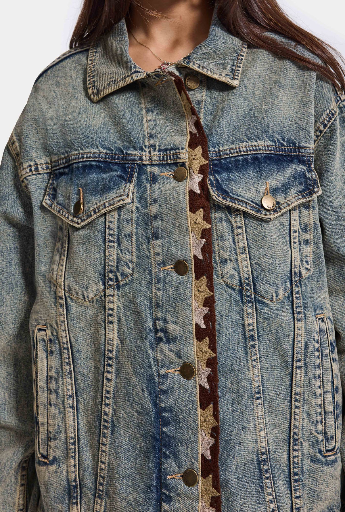 Kadın 4w6-11 Relaxed Fit Oversize Tasarım Denim Ceket