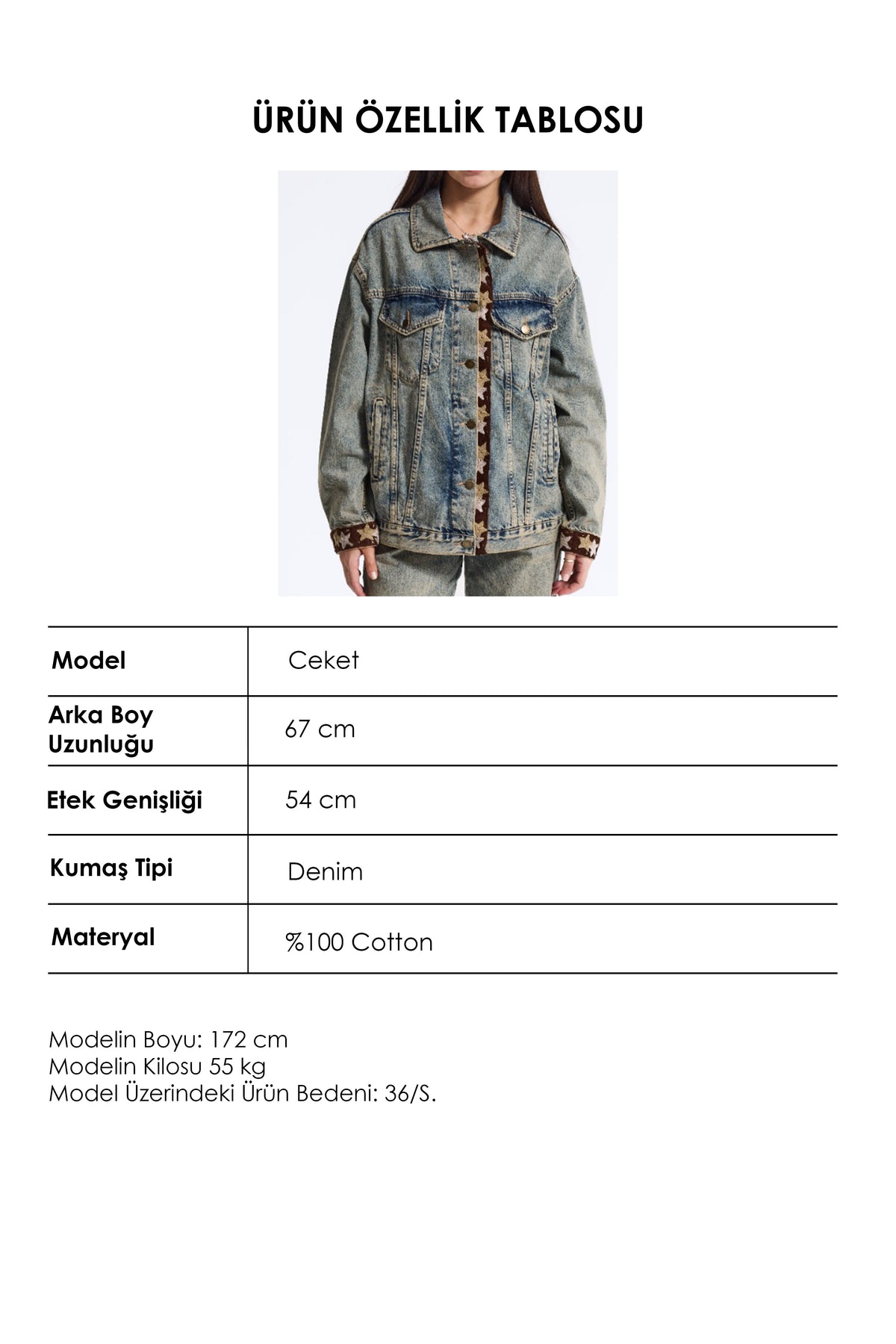 Kadın 4w6-11 Relaxed Fit Oversize Tasarım Denim Ceket