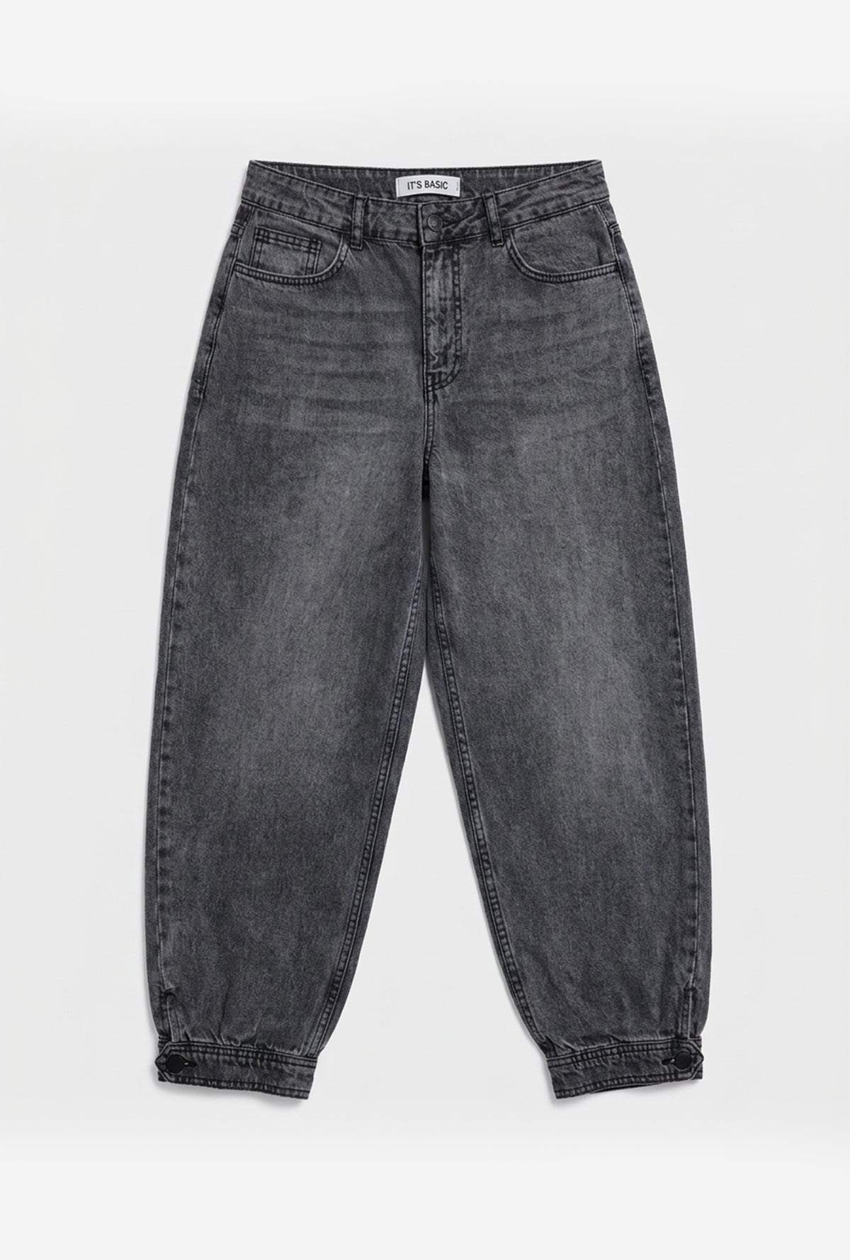 Kadın 4w6-14 Ballon Fit Paça Düğmeli Bol Kesim Denim Jean