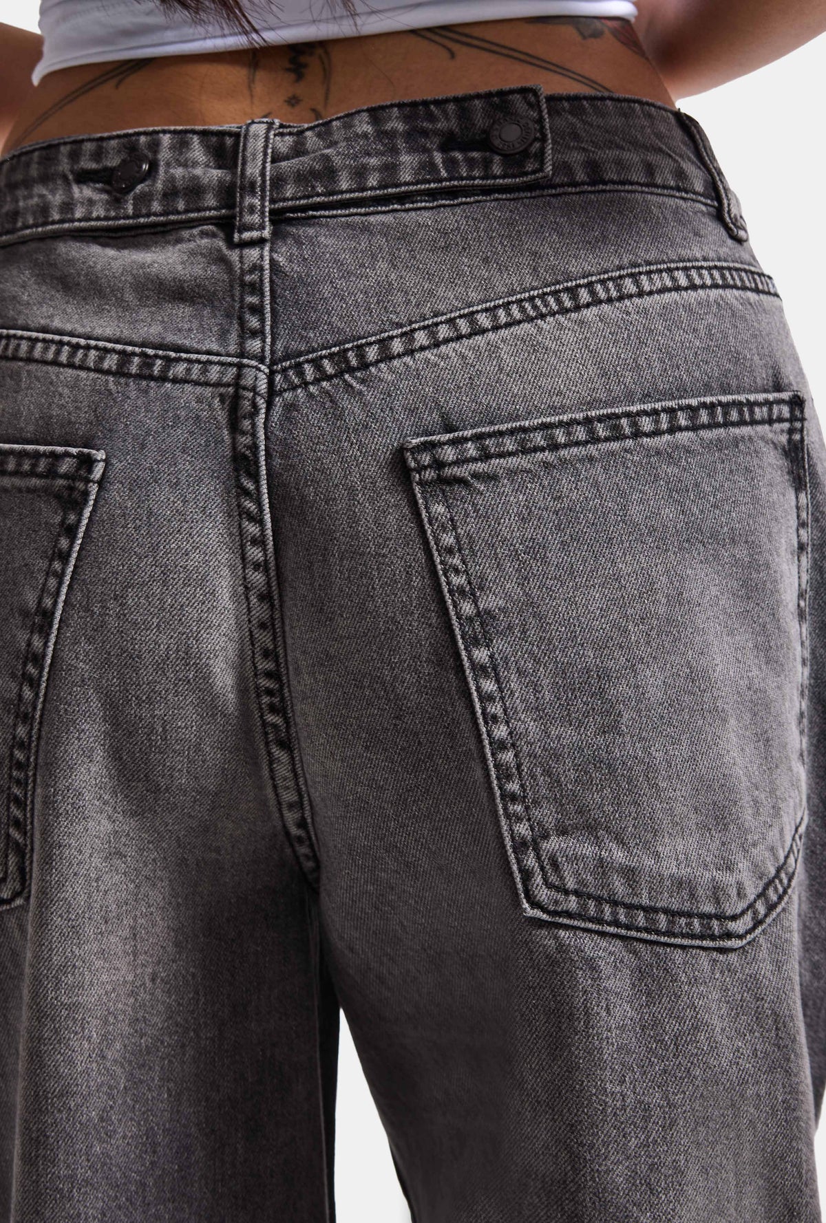 Kadın 4w6-14 Ballon Fit Paça Düğmeli Bol Kesim Denim Jean