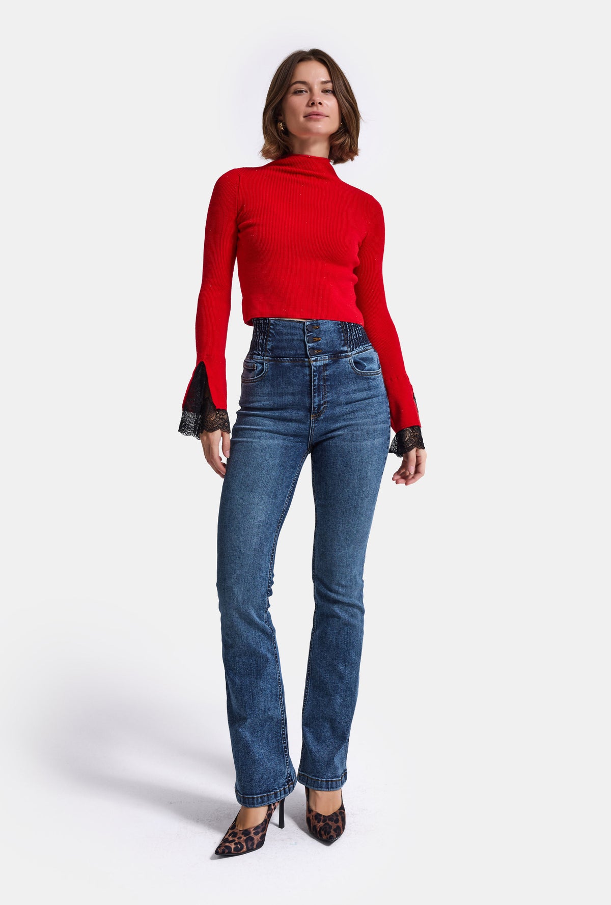 Kadın 4w6-4 Flare Fit Yüksek Bel Süper Esnek Denim Jean
