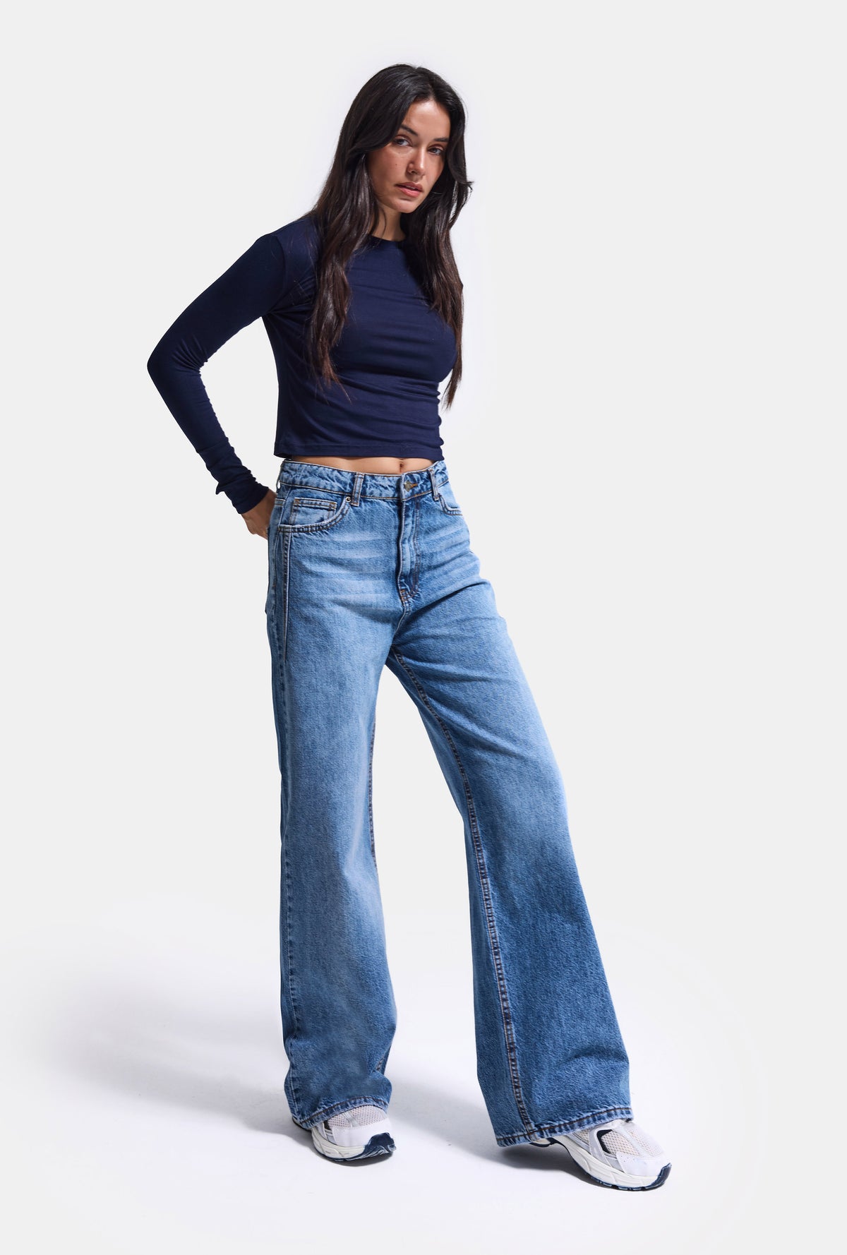 Kadın 4w6-4 Wide Leg %100 Koton Denim Jean