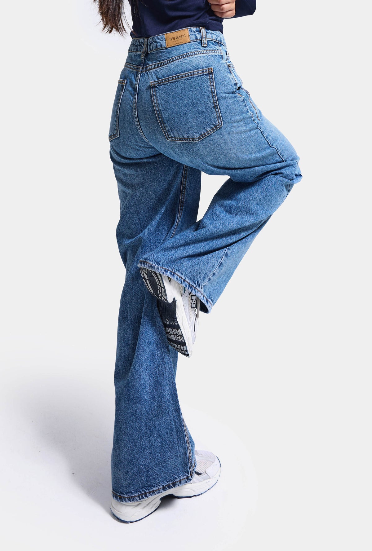 Kadın 4w6-4 Wide Leg %100 Koton Denim Jean