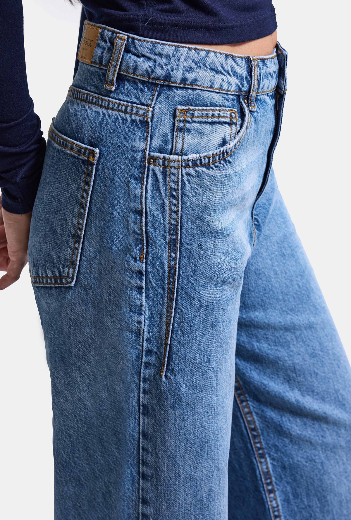 Kadın 4w6-4 Wide Leg %100 Koton Denim Jean