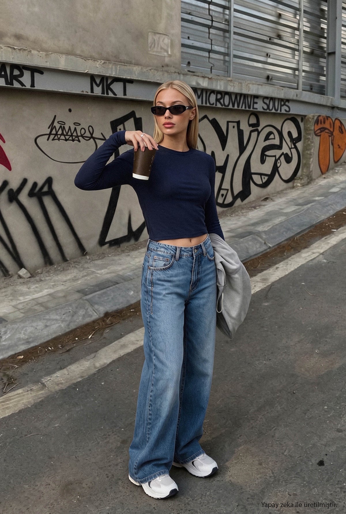 Kadın 4w6-4 Wide Leg %100 Koton Denim Jean