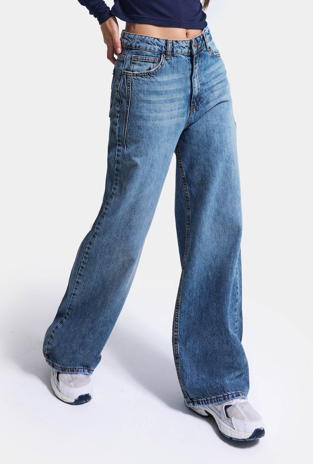 Kadın 4w6-4 Wide Leg %100 Koton Denim Jean