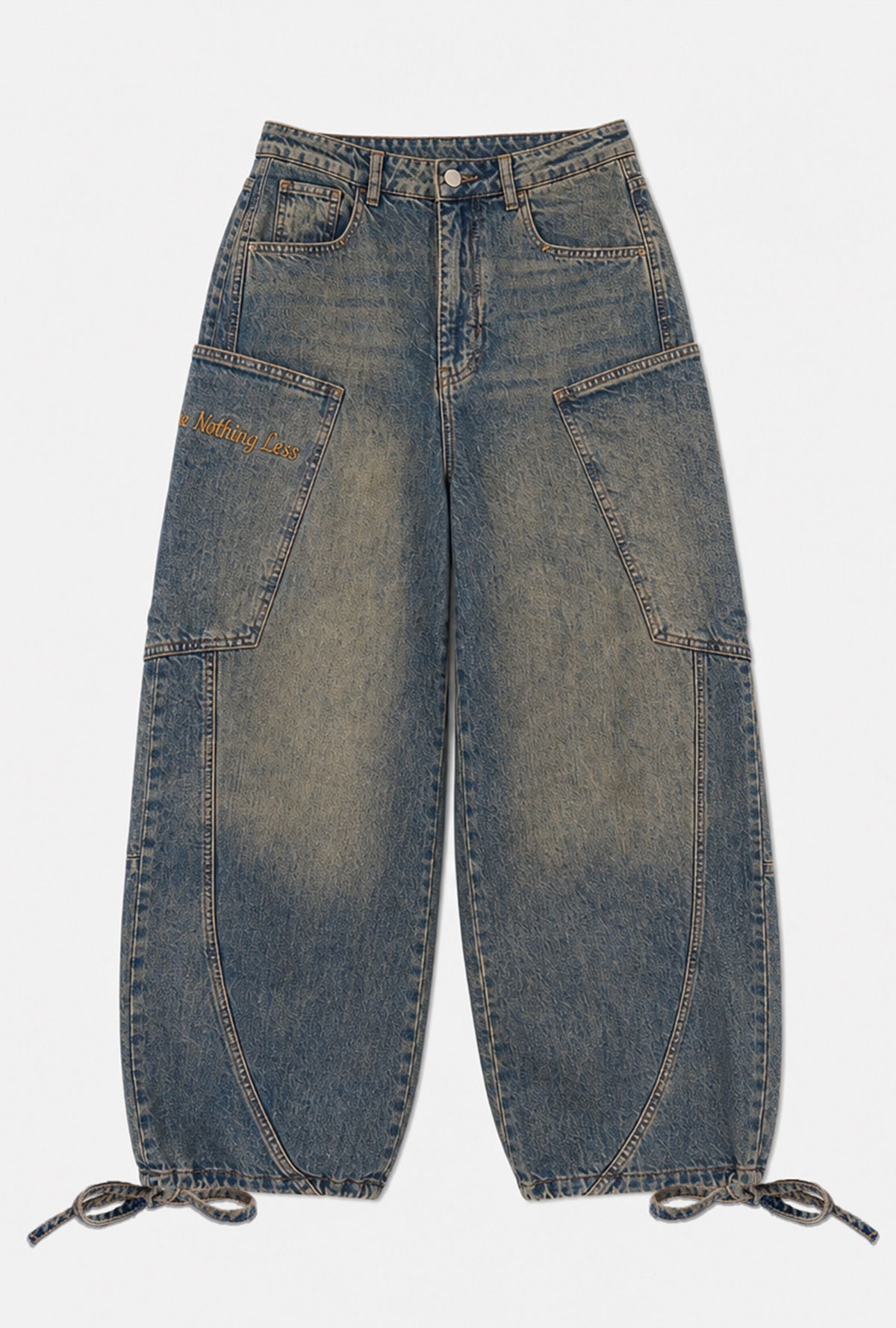 Kadın 4w6-85 Baggy Fit Özel Nakış Detaylı Tasarım Denim Jean