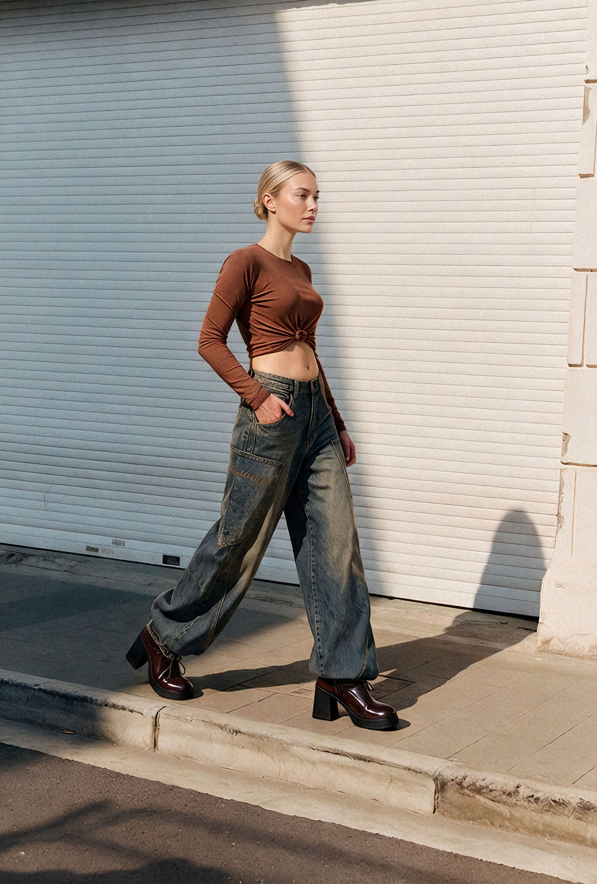 Kadın 4w6-85 Baggy Fit Özel Nakış Detaylı Tasarım Denim Jean