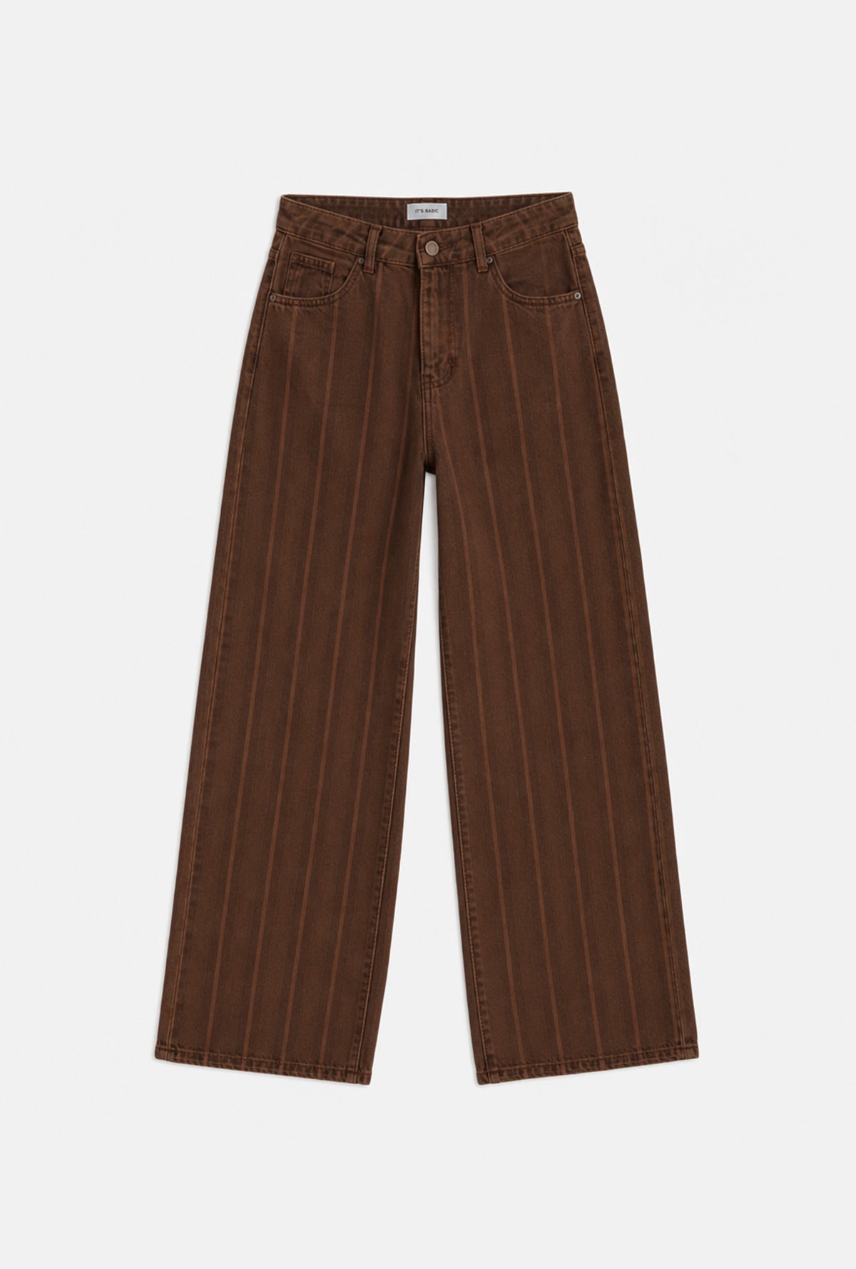 Kadın 6w6-CD4-81 Barrel Fit Kahve Çizgili Denim Jean
