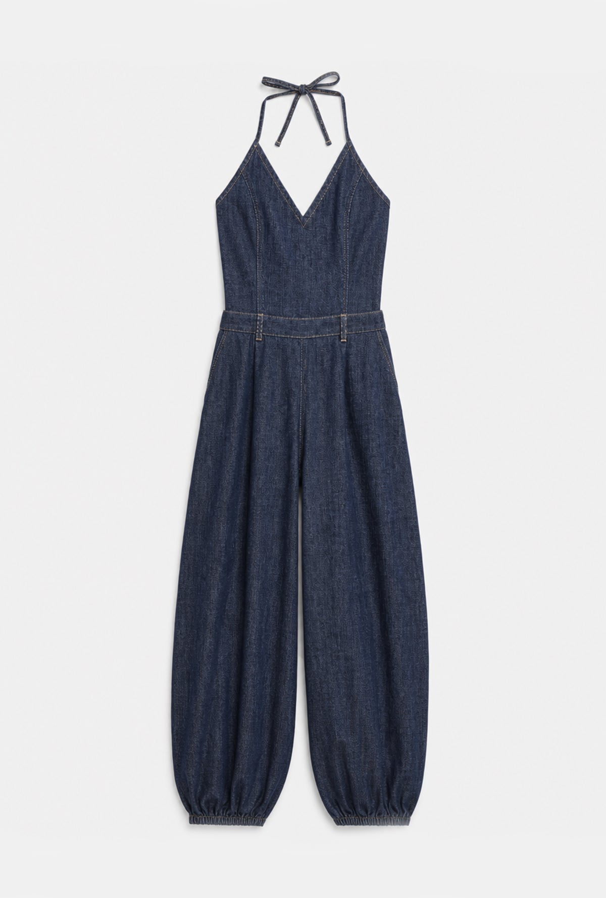 Kadın 7w6-50 Boyundan Askılı %100 Koton Denim Tulum