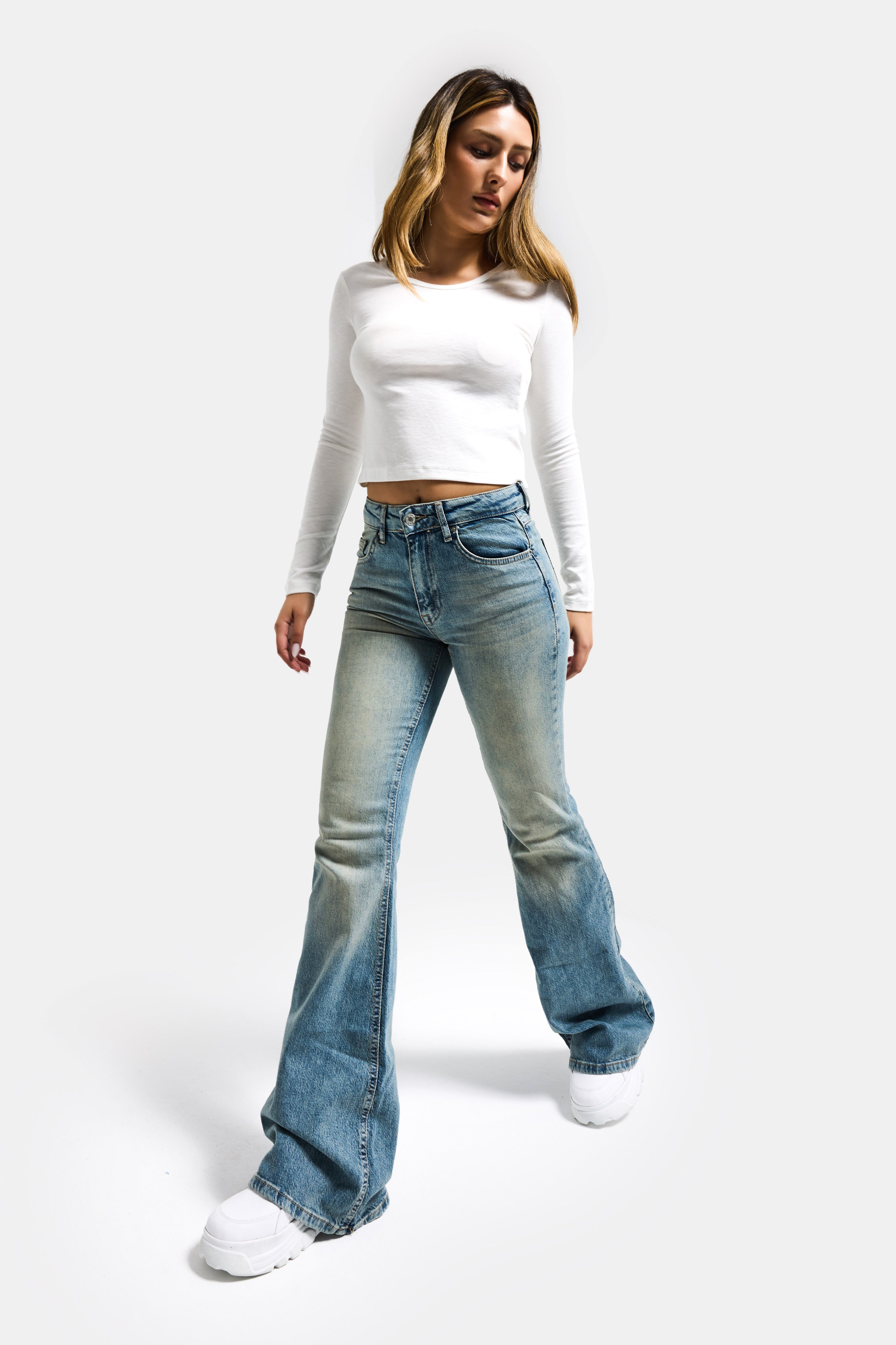 Kadın A.Tint 4s6-32 Mid Rise Flare Fit Esnek Kumaş Denim Jean