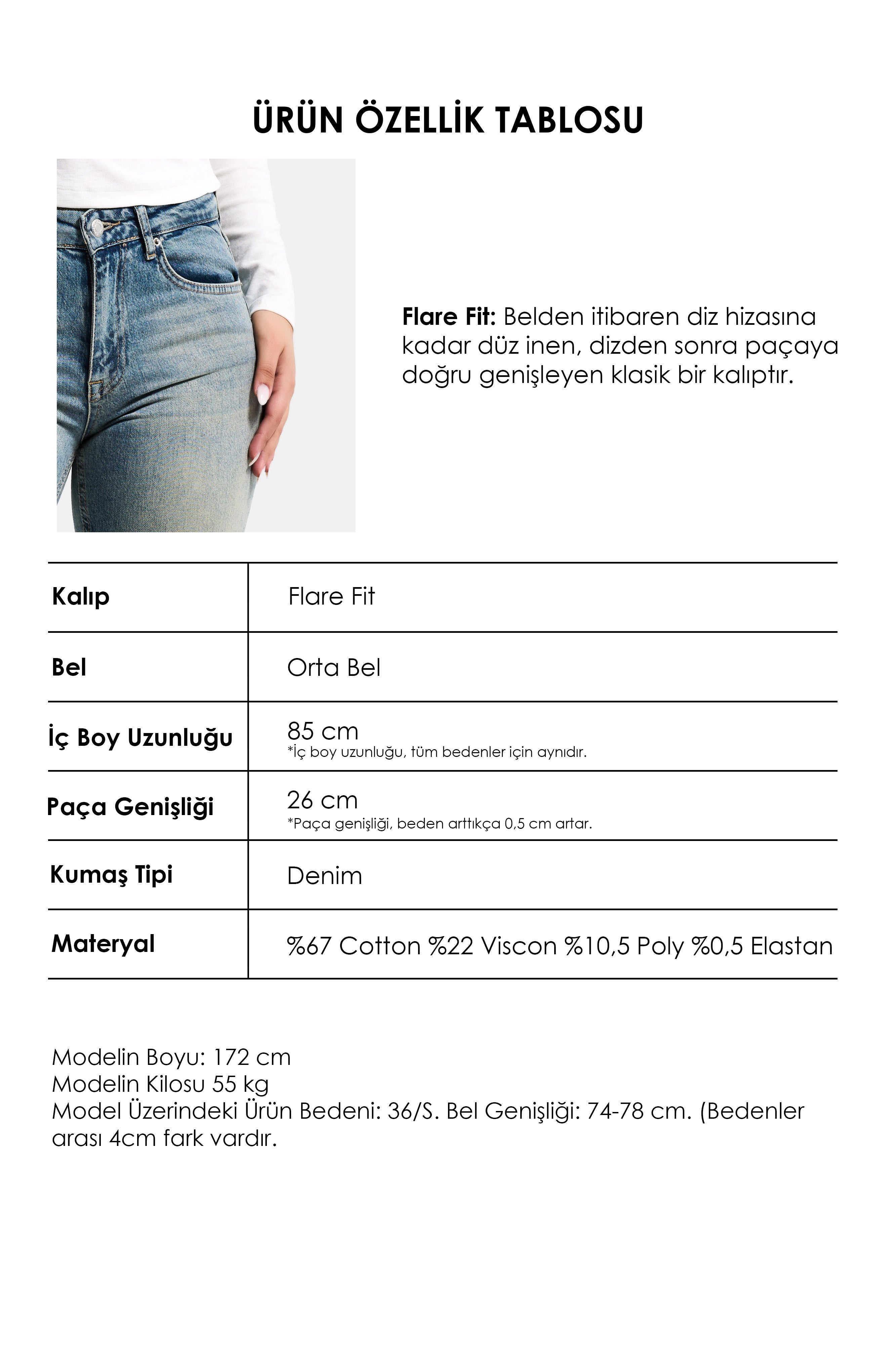 Kadın A.Tint 4s6-32 Mid Rise Flare Fit Esnek Kumaş Denim Jean