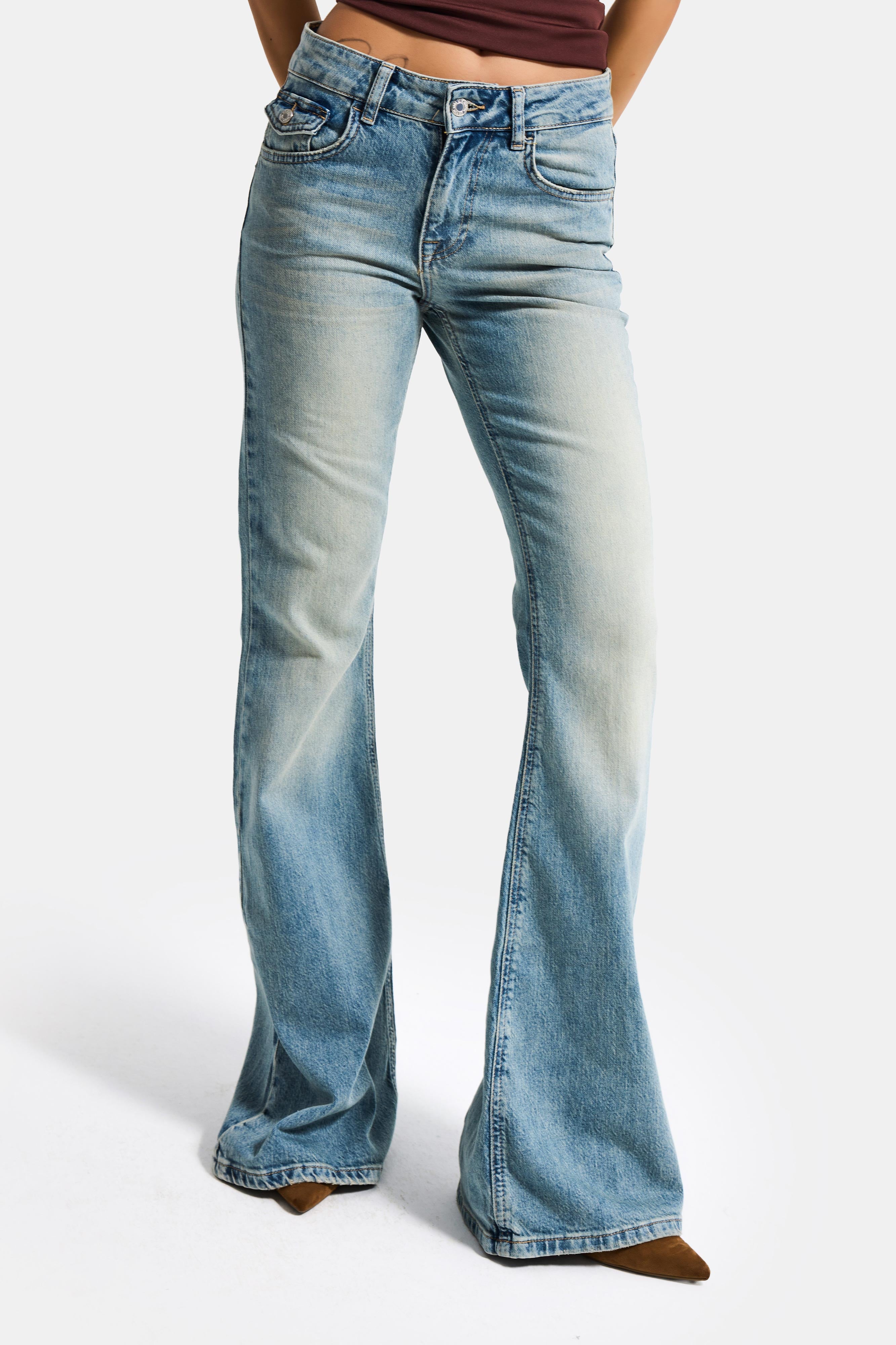 Kadın A.Tint 4s6-32 SLN05 Mid Rise Flare Fit Orta Bel Esnek Kumaş Dnim Jean