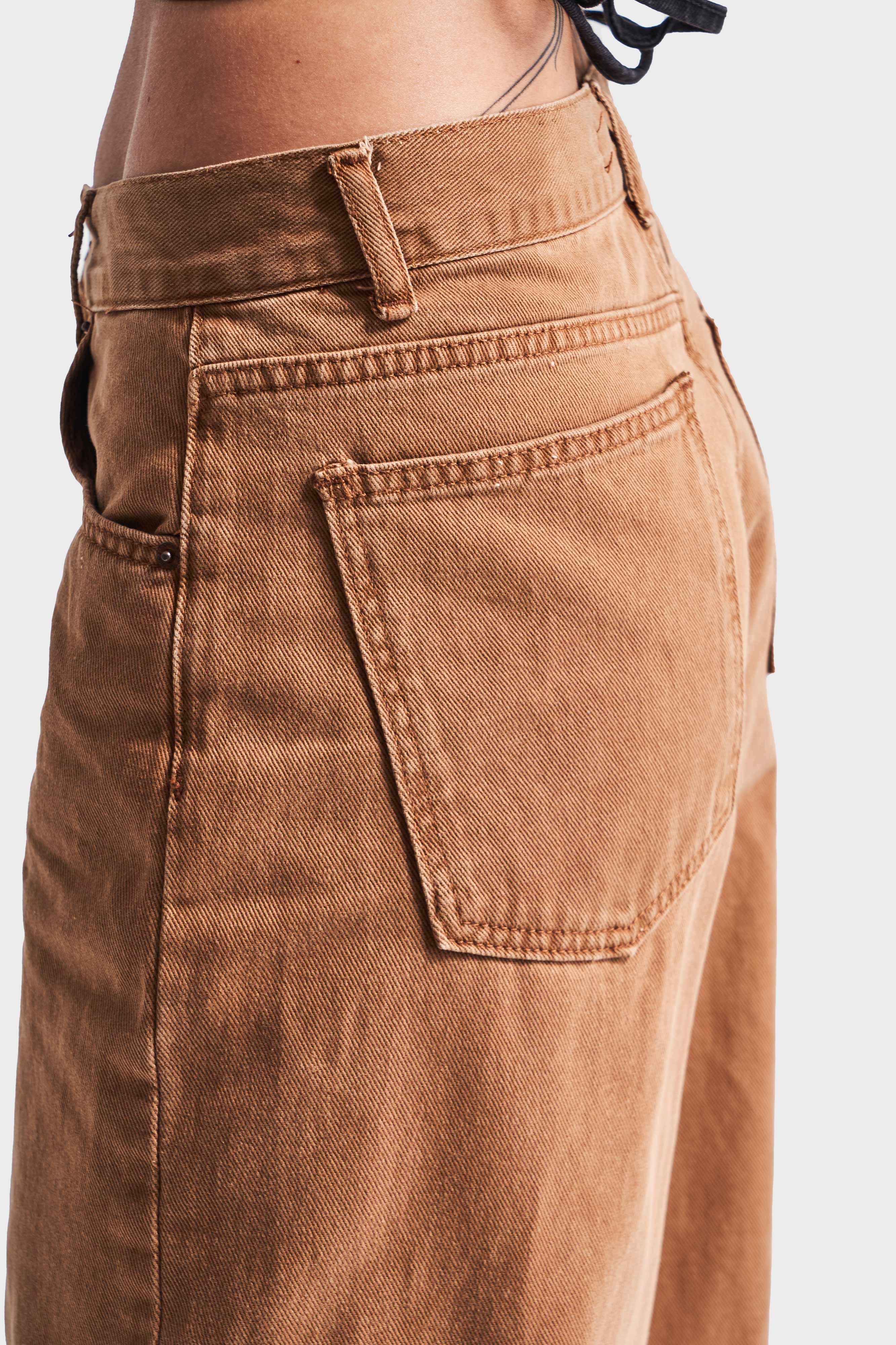Women's Light Brown Color Palazzo Fit Loose Cut 100% Cotton Denim