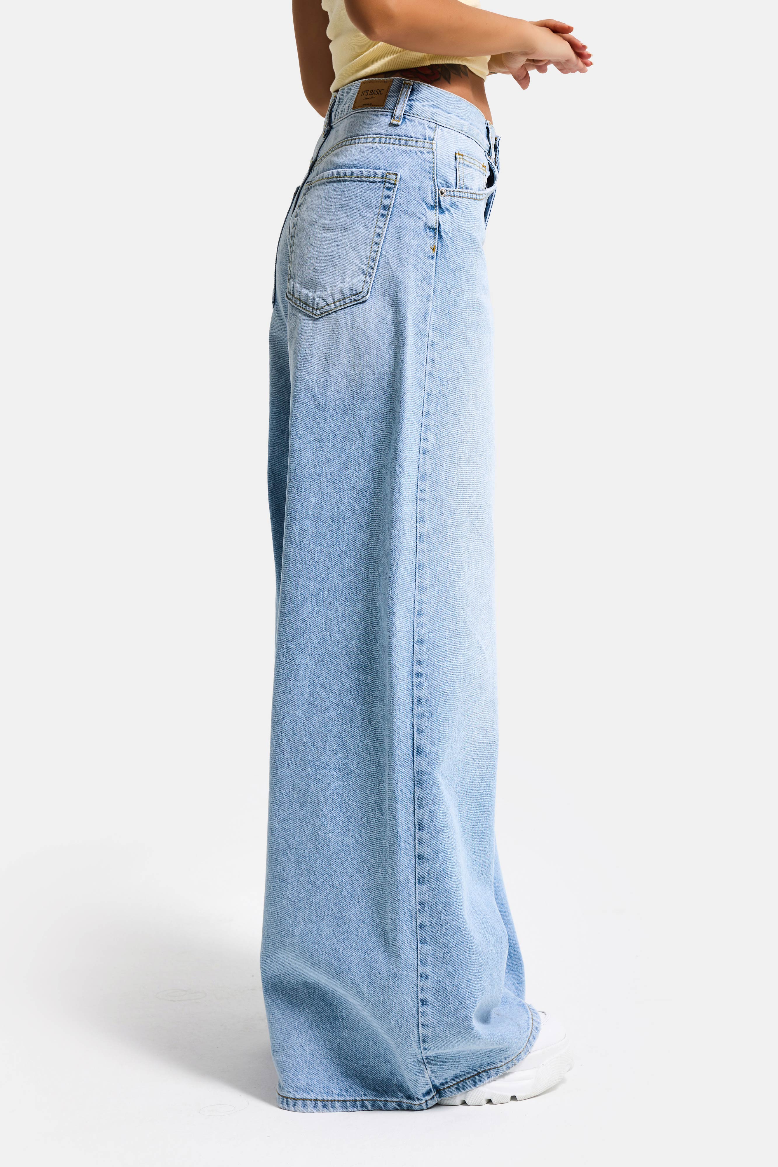 Kadın Açık Mavi Hera 4s6-3 Palazzo Fit %100 Koton Denim Jean