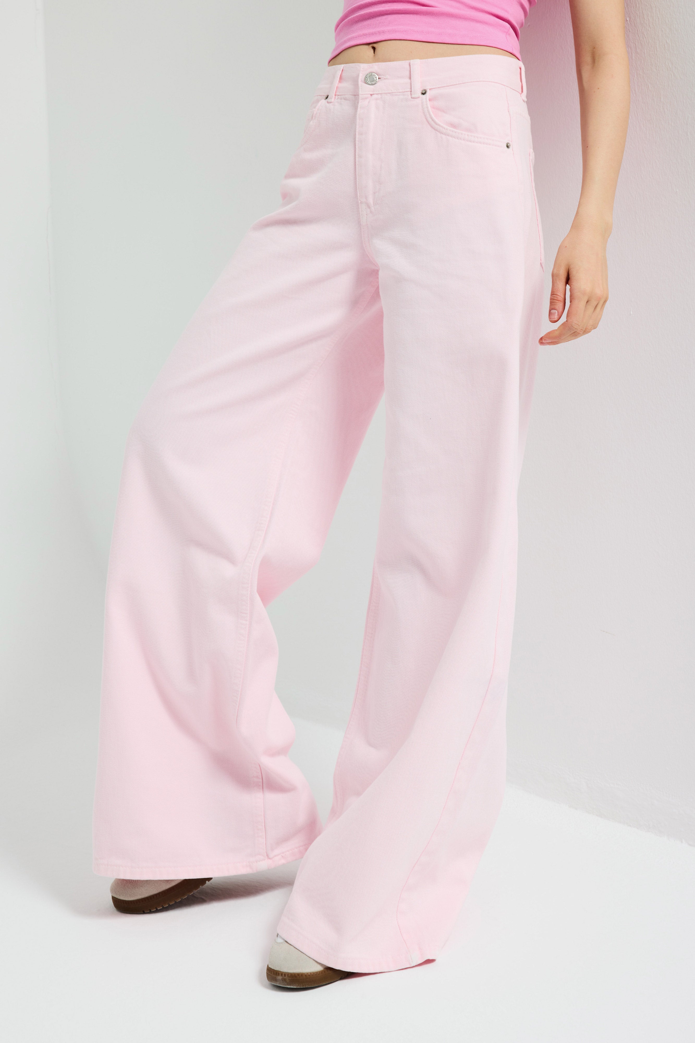 Kadın Açık Pembe Hera 6s6-98 Palazzo Fit Bol Kesim Denim Jean