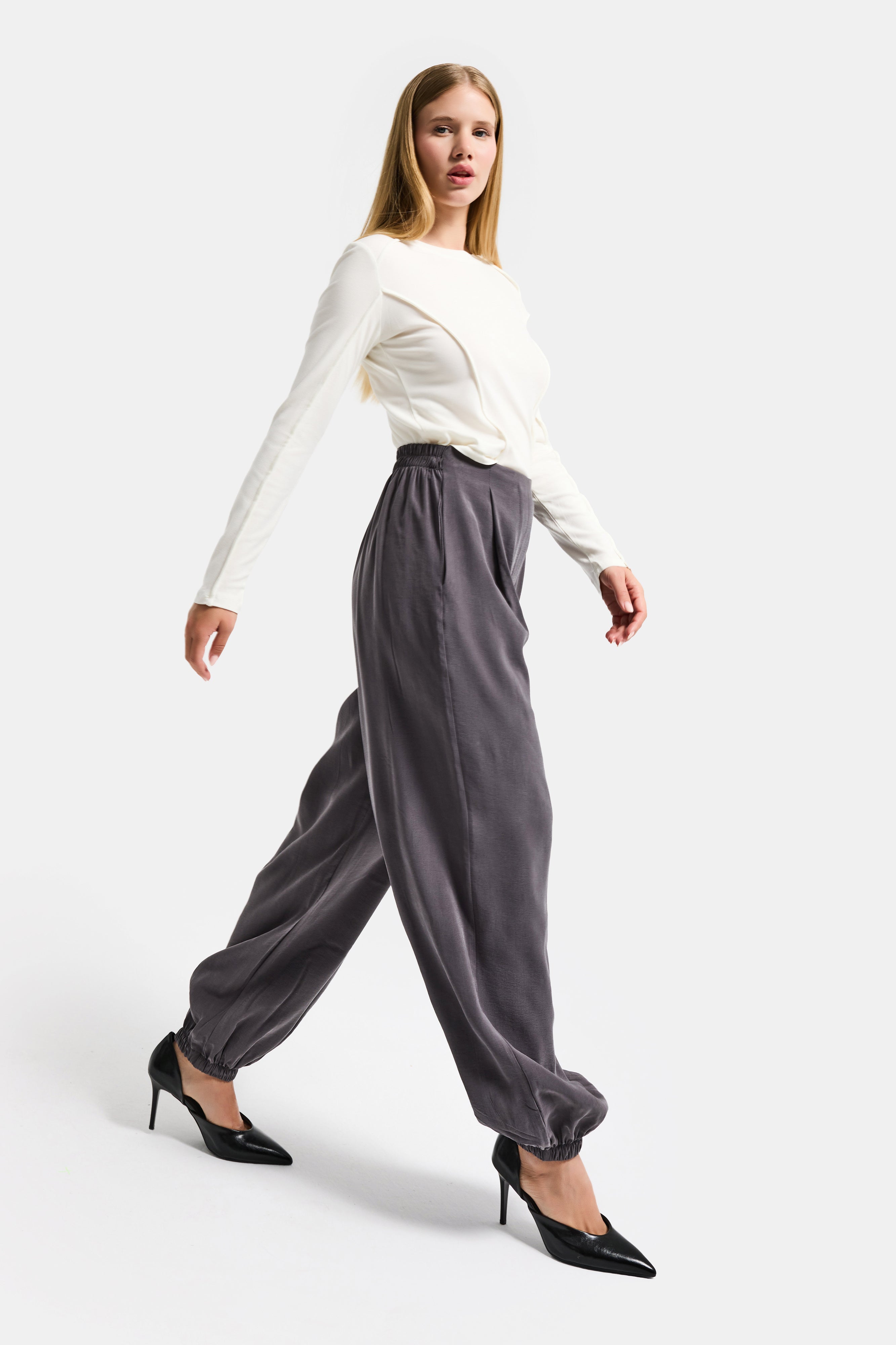 Women's Anthracite s6-13 Baggy Jogger Loose Fit Trousers