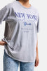 Kadın Antrasit s6-13 Oversize New York Baskılı T-Shirt