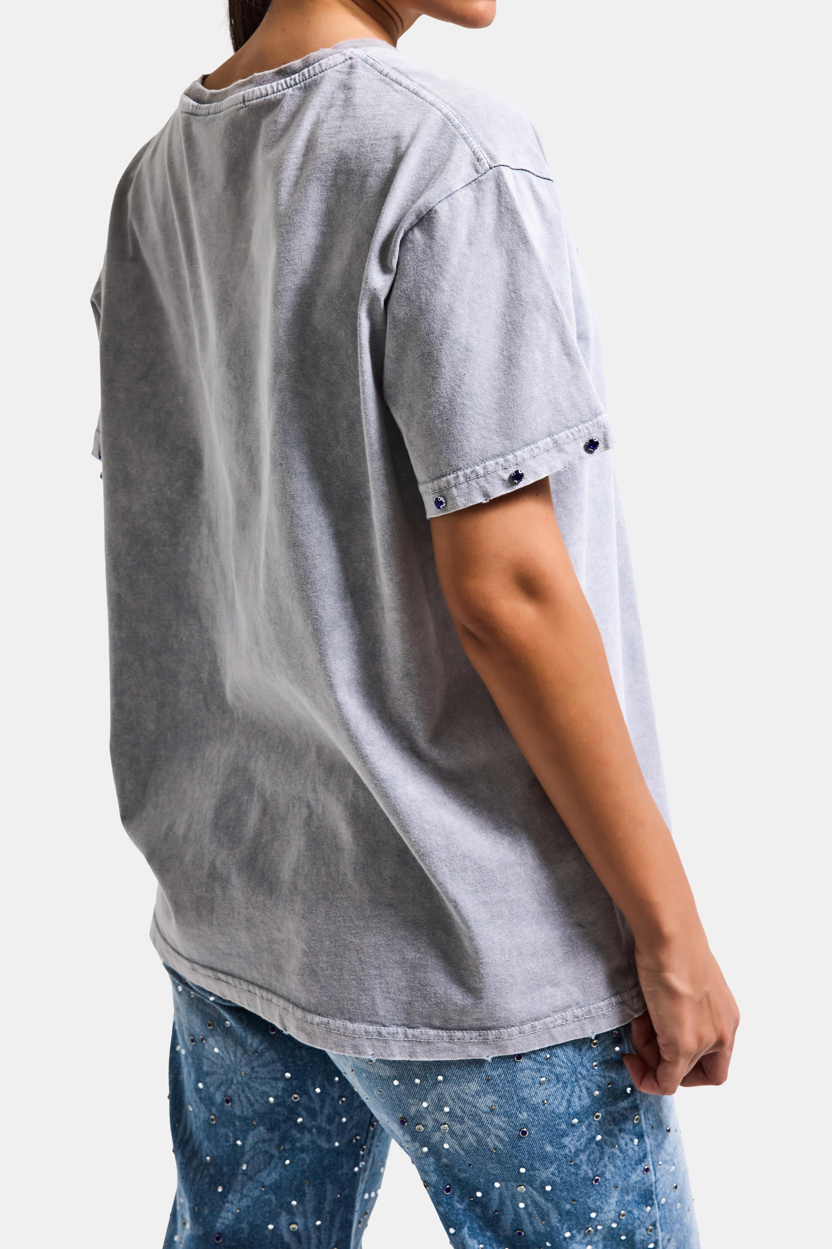 Kadın Antrasit s6-13 Oversize New York Baskılı T-Shirt