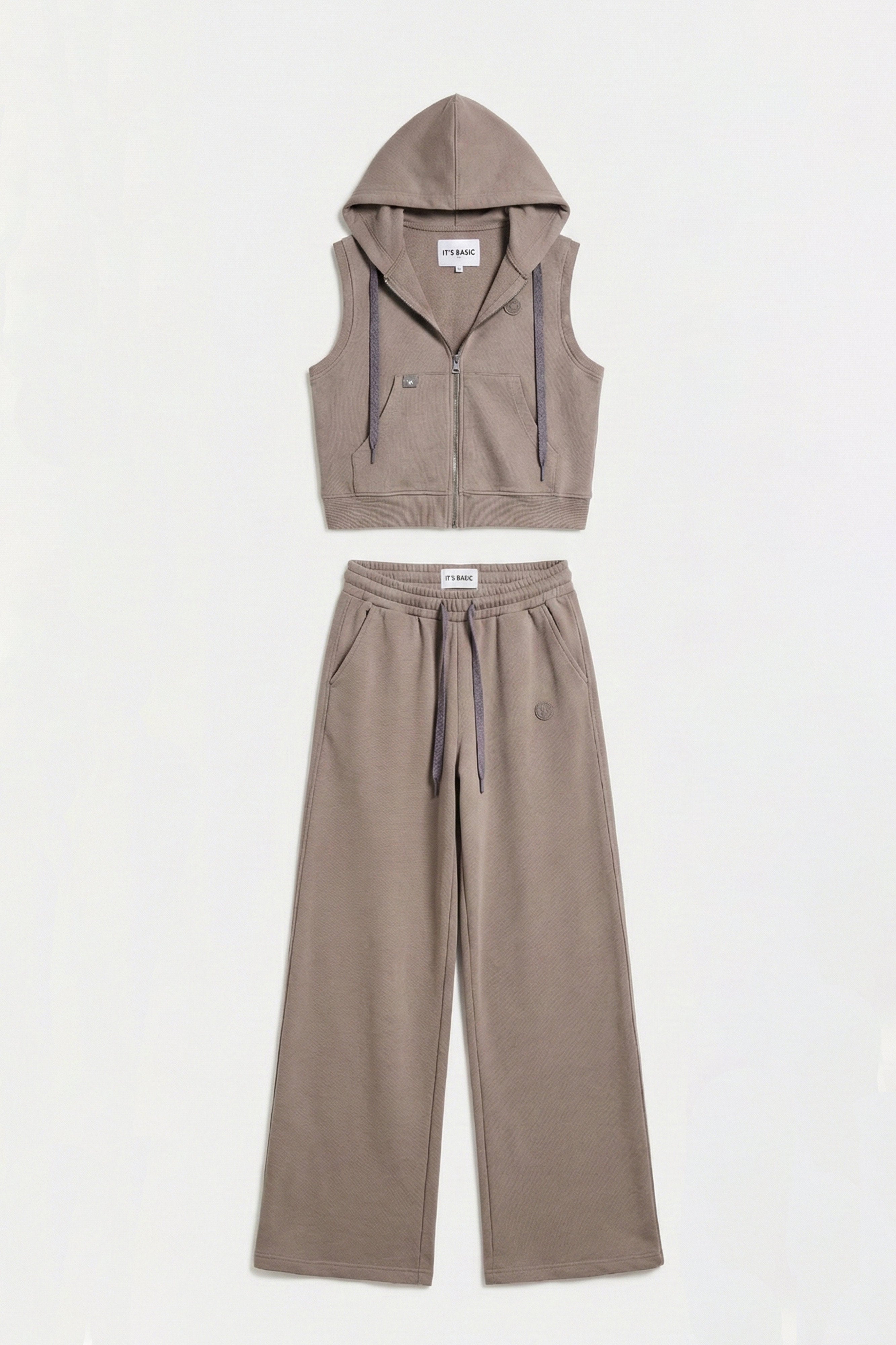 Kadın Antrasit s6-45 Alt Üst Kapüşonlu Yelek Yürüyüş Pantolonu 2'li Tasarım Takım