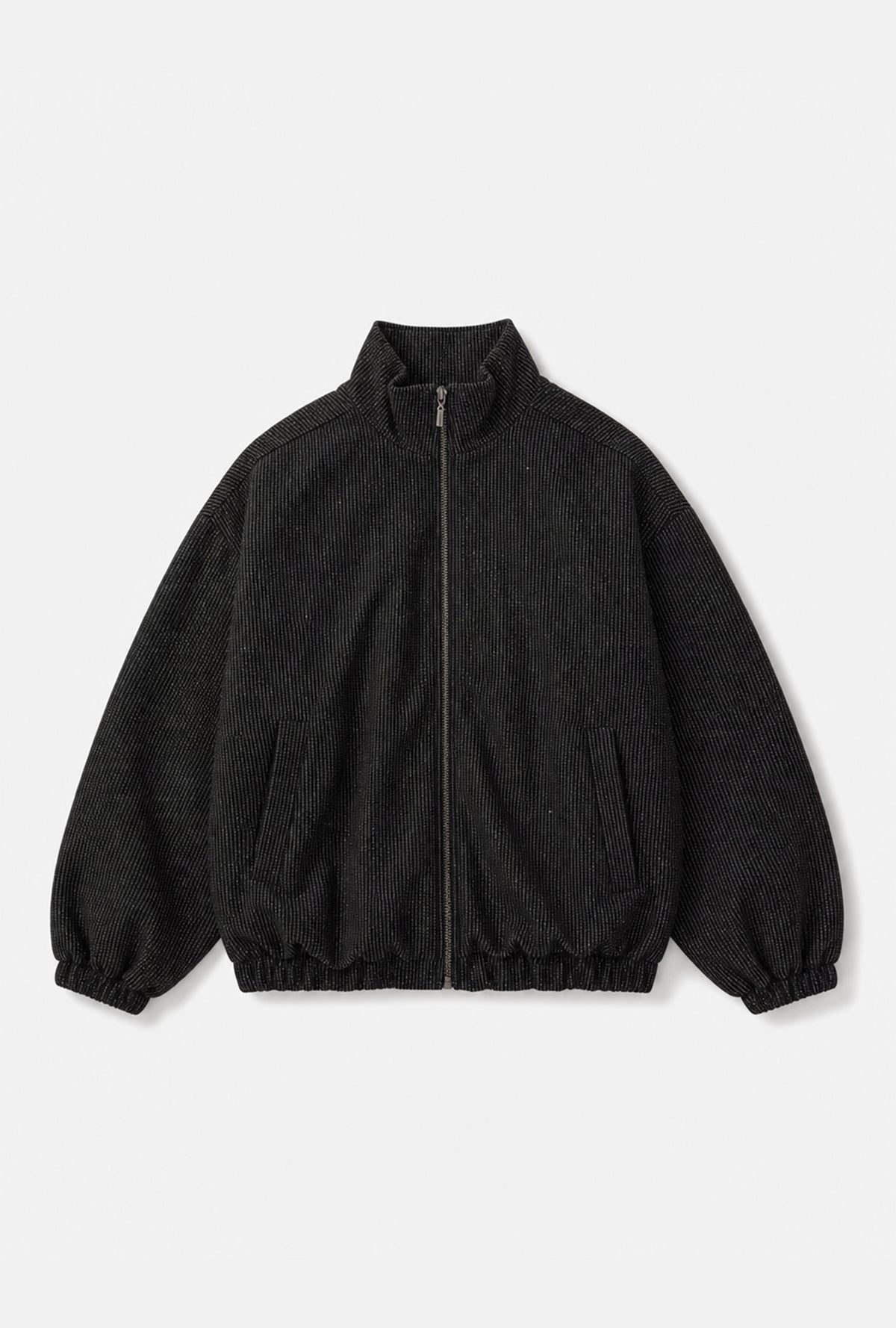 Kadın Antrasit w6-1 Oversize Parlak Taş Tasarım Bomber Ceket