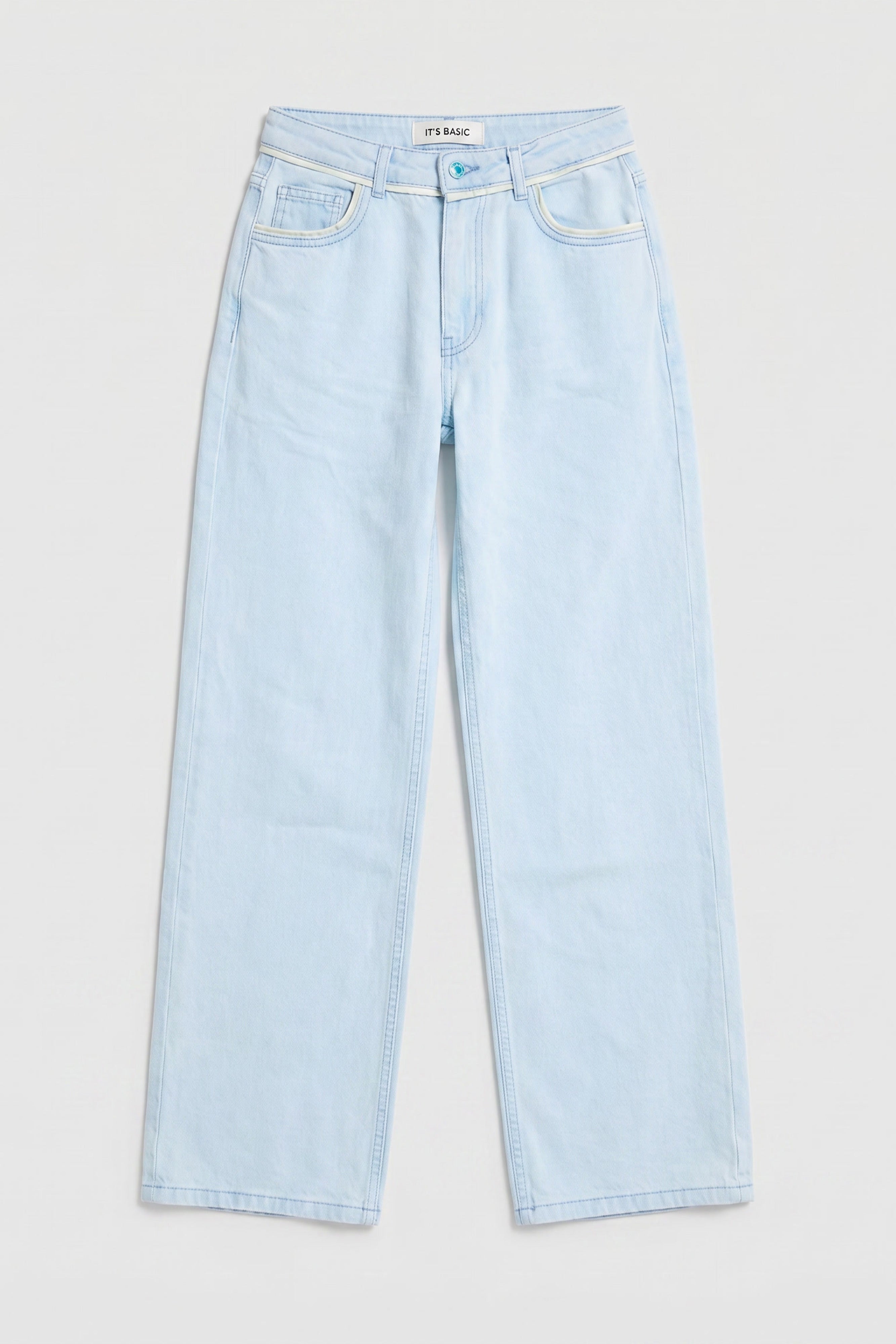 Kadın Bebe Mavi 3s6-103 Loose Fit Özel Yıkama Tasarım Denim Jean