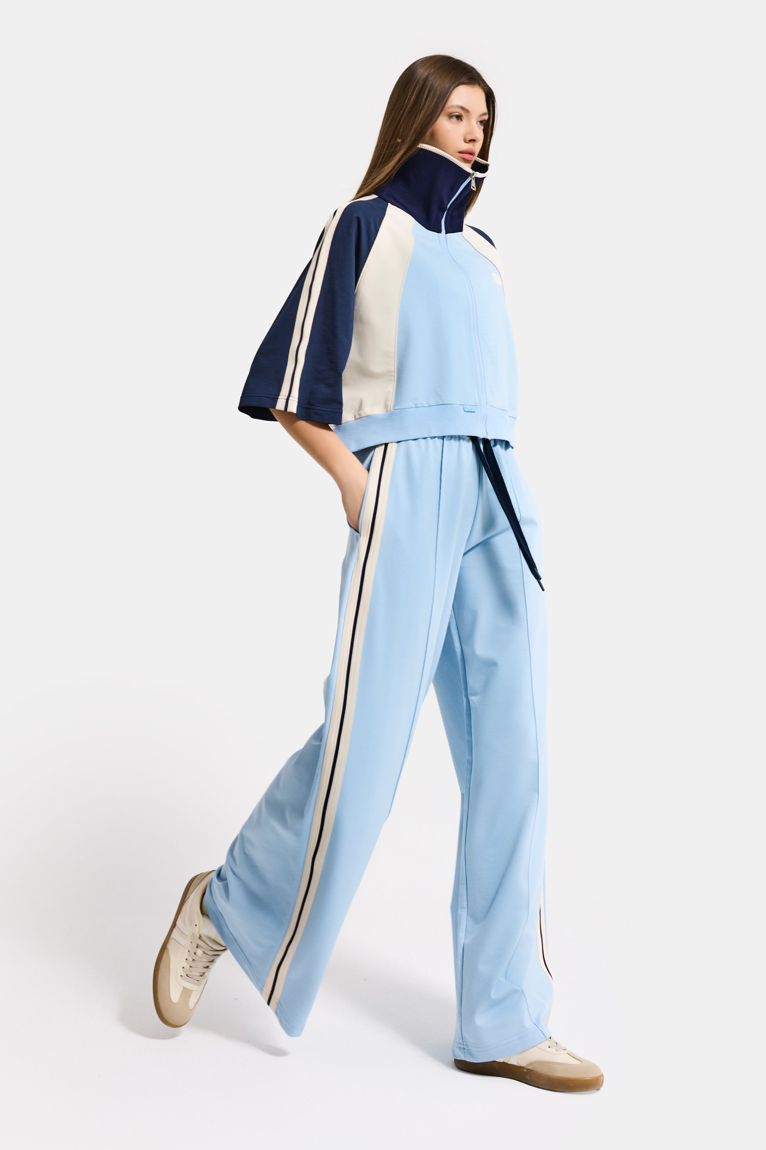 Women's Baby Blue s6-103 Sweatshirt and Jogger Tracksuit 2-Piece Design Set
