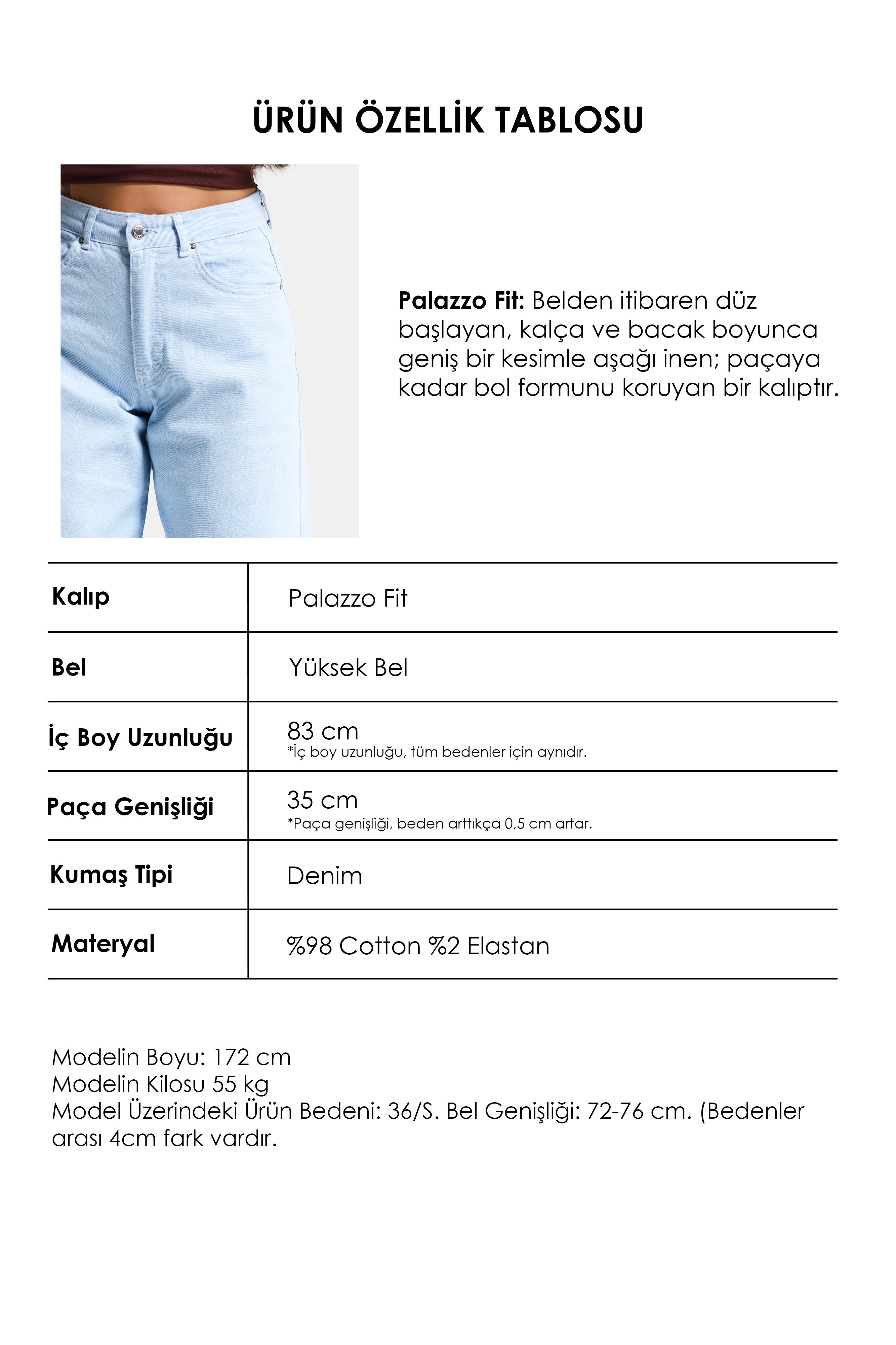Kadın Bebe Mavisi 6s6-103  palazzo Fit Elastan Kumaş Denim Jean