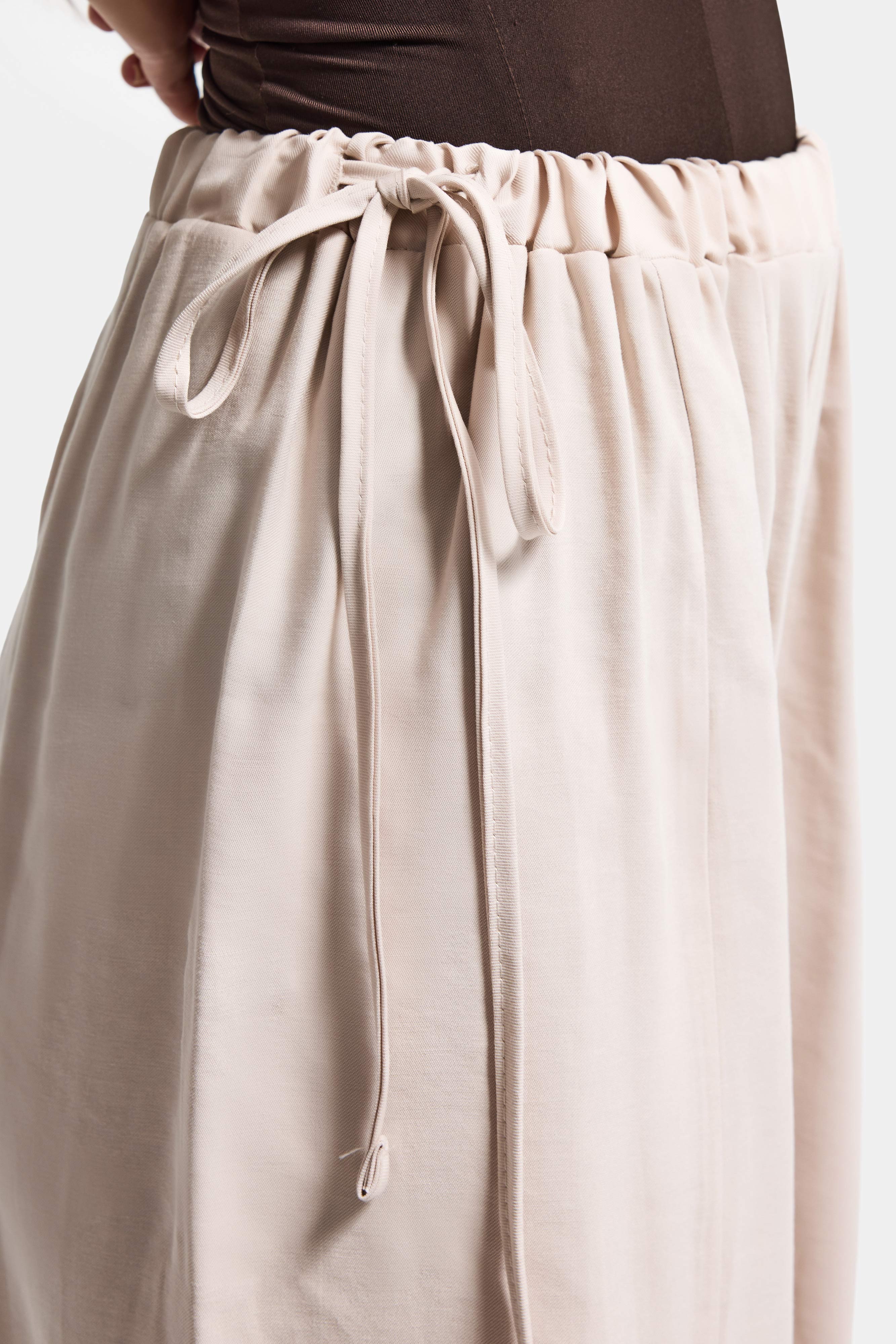 Kadın Bej s6-106 Baggy Jogger Fit Bol Kesim Pantolon