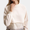 Women's Beige w6-105 Lace Detailed Loose Fit Design Sweatshirt