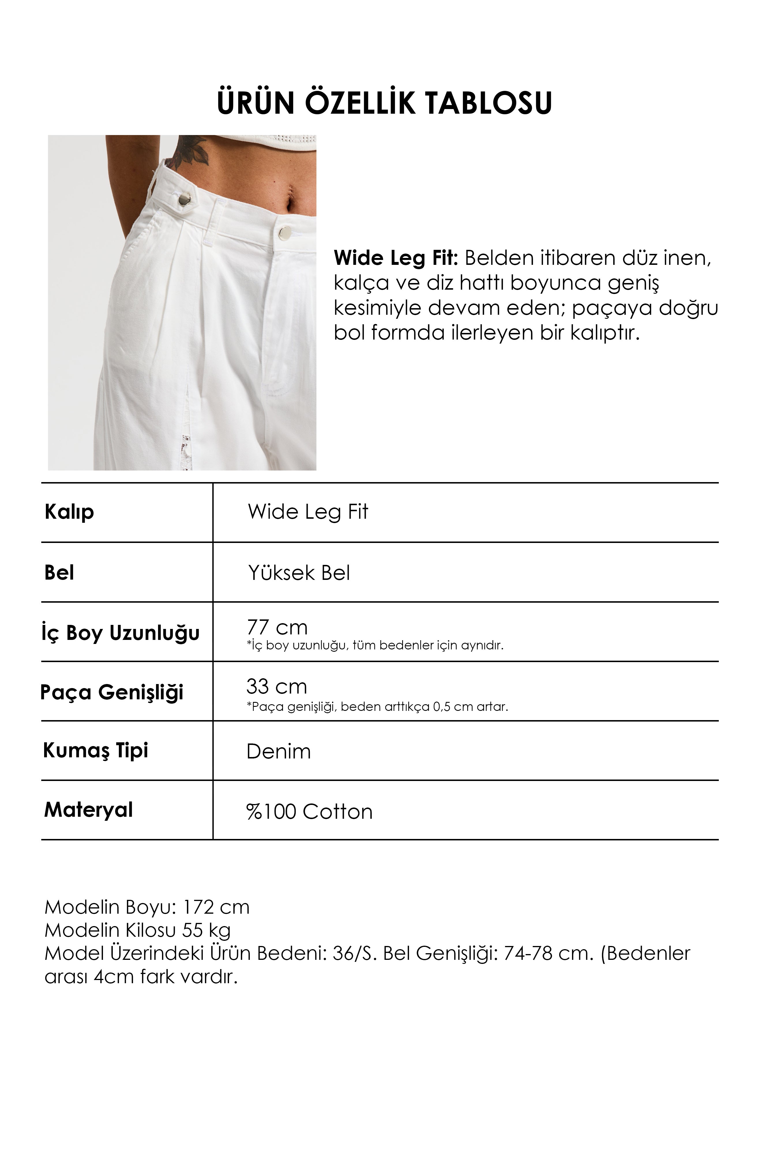 Kadın Beyaz 6s6-2 Wide Leg Dantel Nakış Detaylı Özel Tasarım Denim Jean