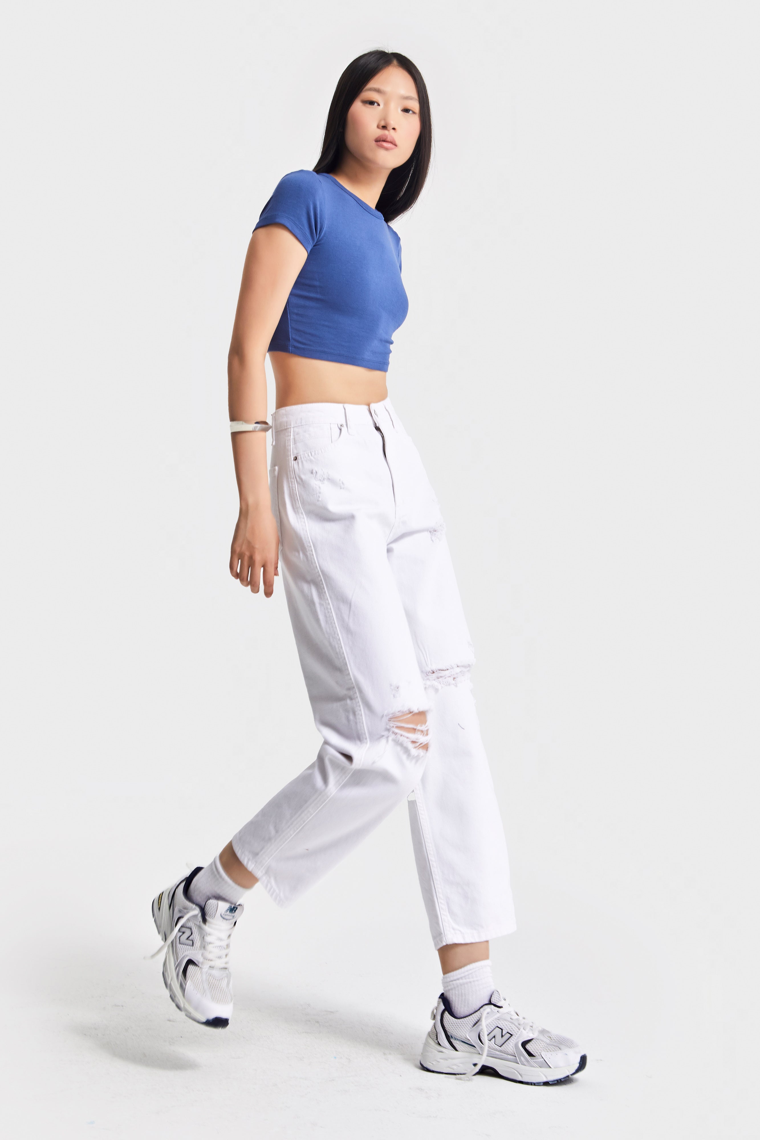 Kadın Beyaz Renk 13s5-2 Relax Fit %100 Koton Yırtık Detaylı İç Göstermez Denmi Jean