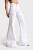 Women's White 5s5-2 MRY Flare Fit Wide Leg 100% Cotton Non-See-Through Denim Jeans