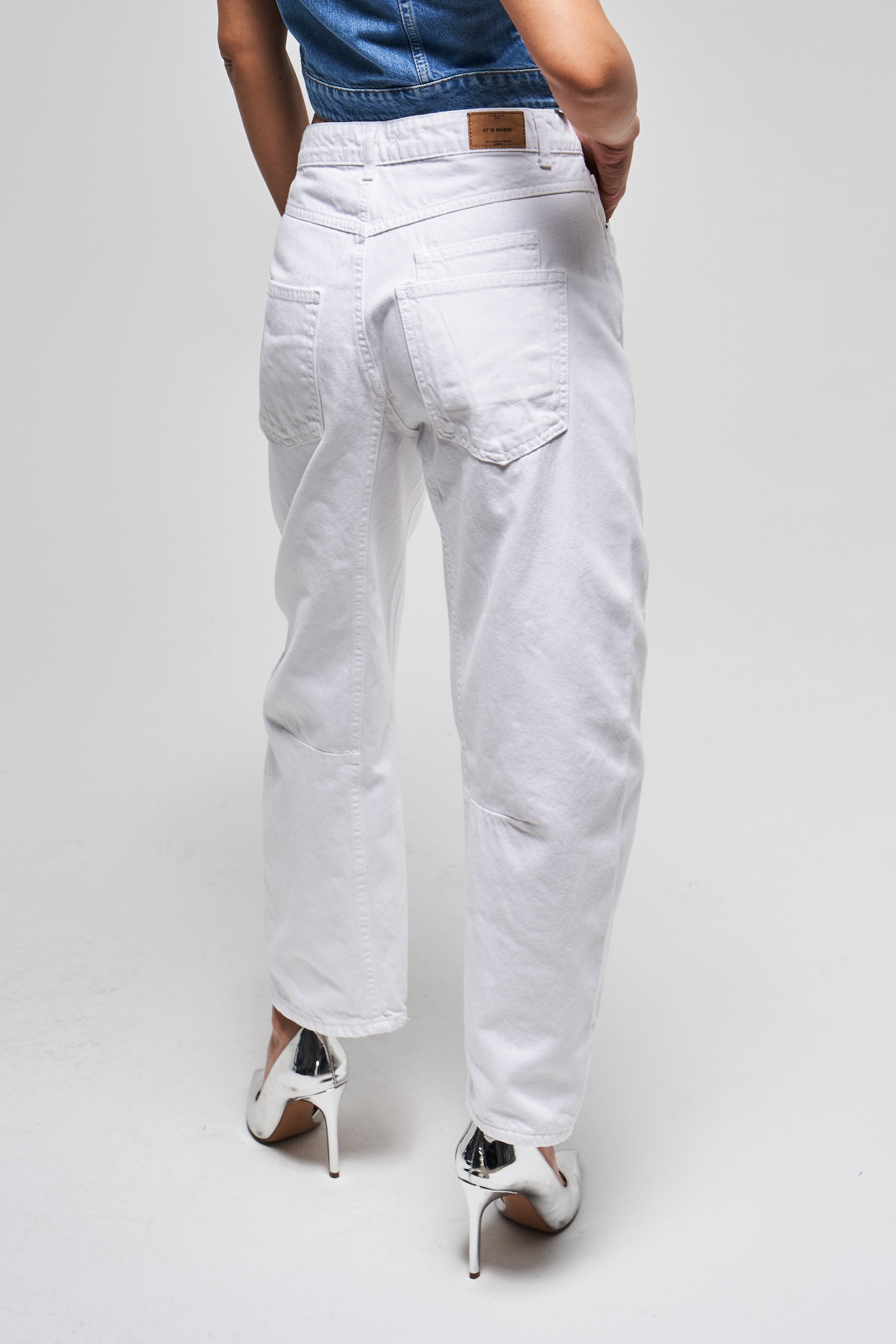 Kadın Beyaz Renk 5s5-2 Moxıe Low Fit Bol Kesim %100 Koton Orta Bel Denim Jean