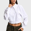 Women's White Crop Fit Shirt with Collar Detail, Special Design