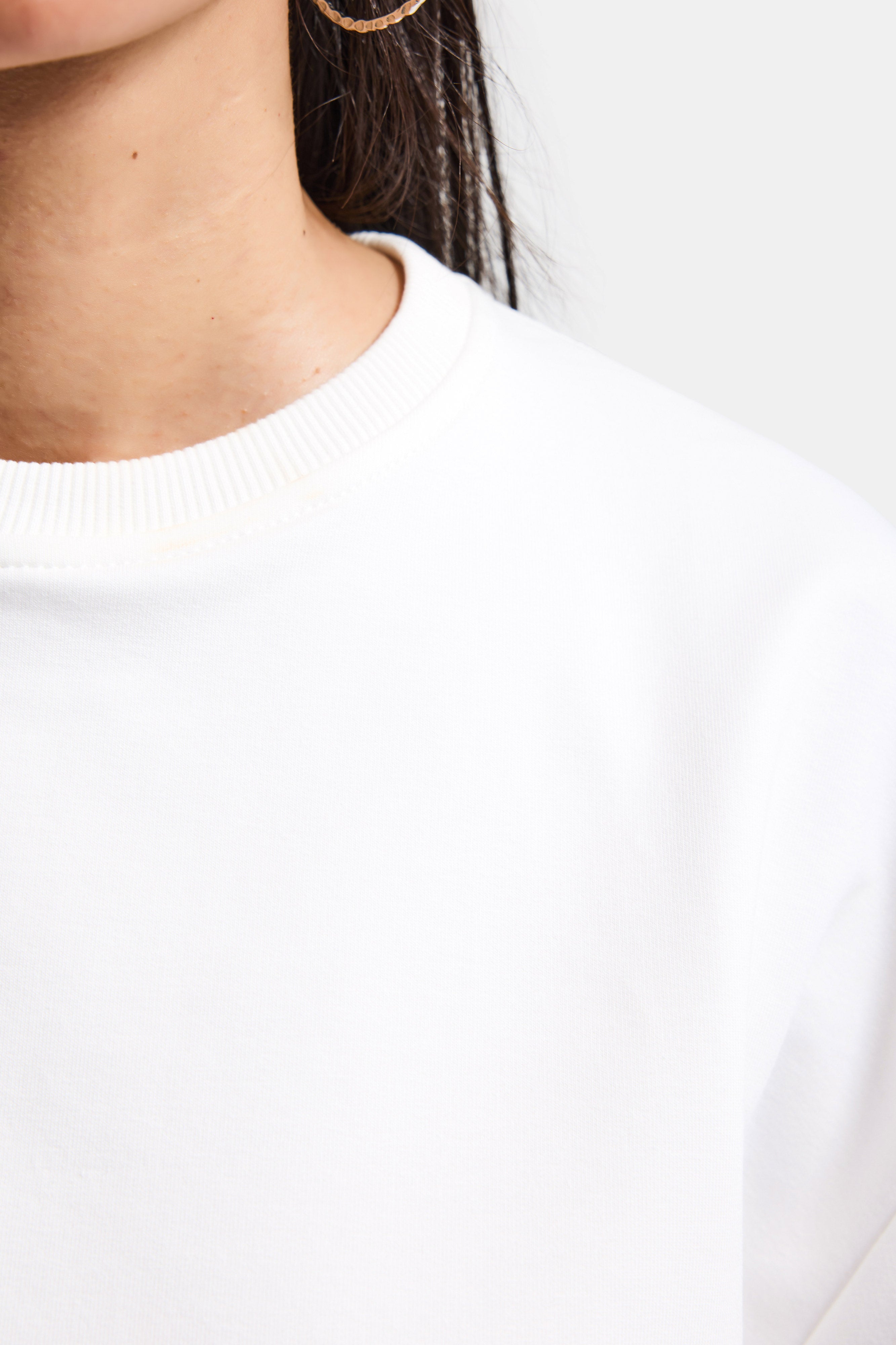 Kadın Kırık Beyaz Renk s6-101 Oversize Bol Kesim T-Shirt