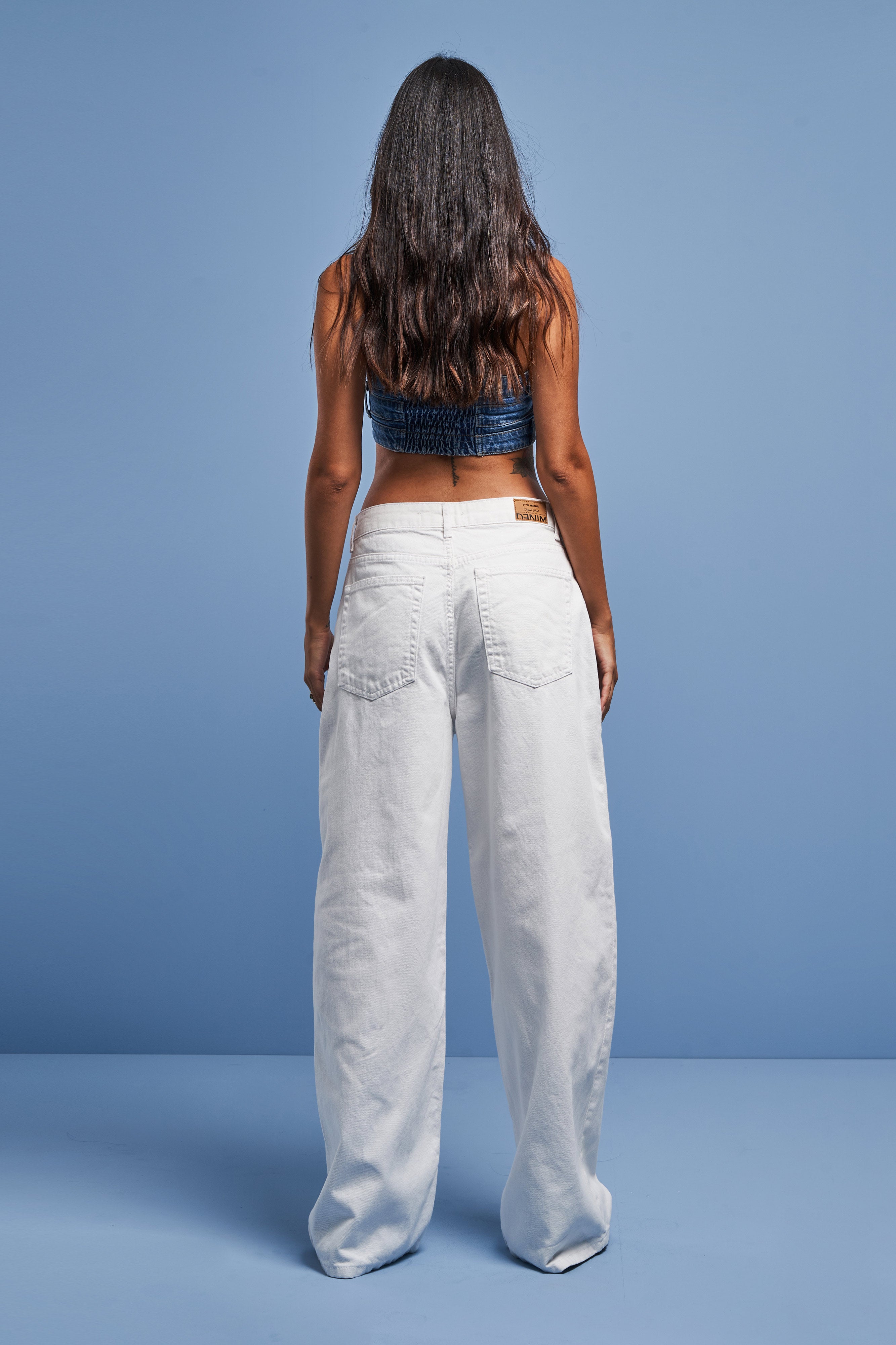 Women's White Color Super Baggy Loose Cut Denim