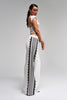 Women's White Side-Striped Lace Detail Design Fabric Trousers
