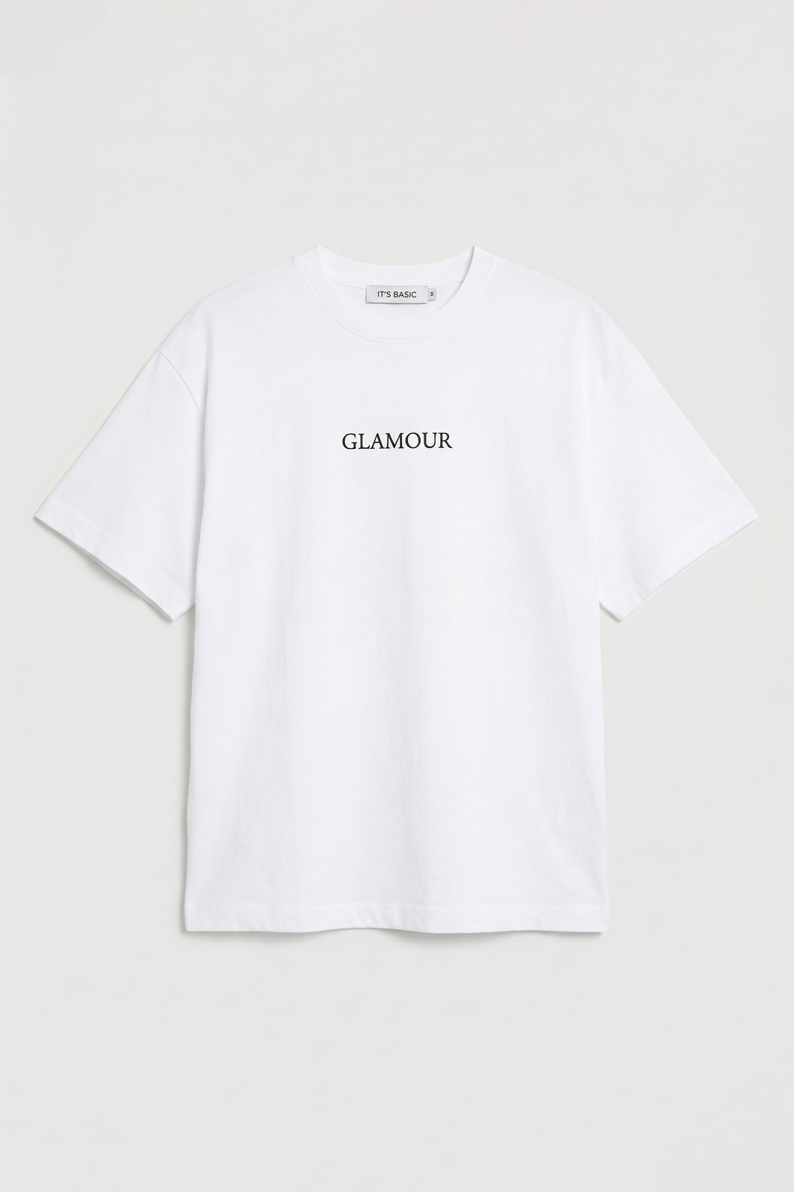 Kadın Beyaz s6-127 Oversize Glamour Baskılı %100 Koton T-Shirt