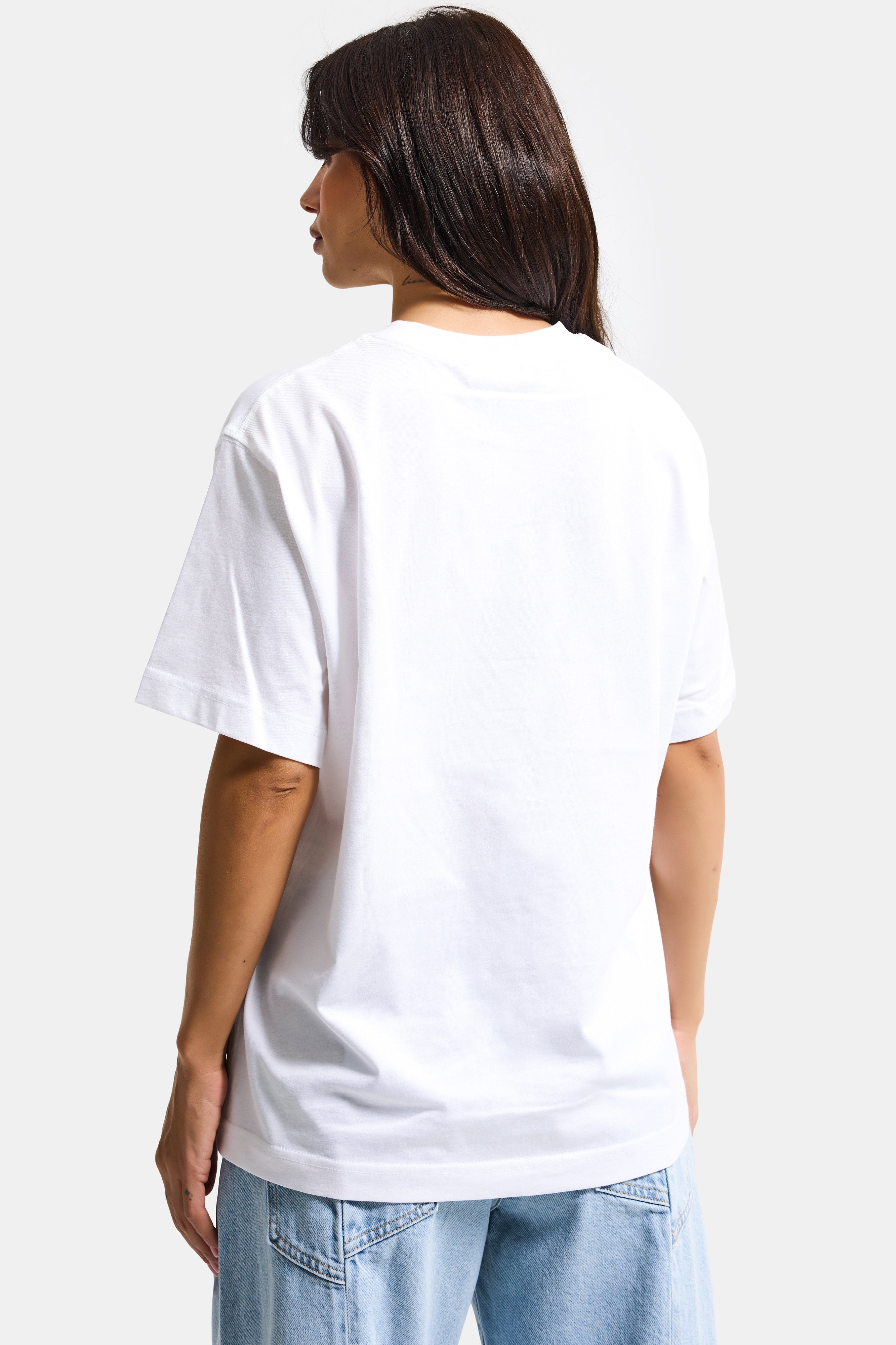 Kadın Beyaz s6-127 Oversize Glamour Baskılı %100 Koton T-Shirt