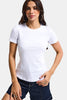 Kadın Beyaz s6-2 Bisiklet Yaka %100 Organik Pamuk Esnek Kumaş T-Shirt