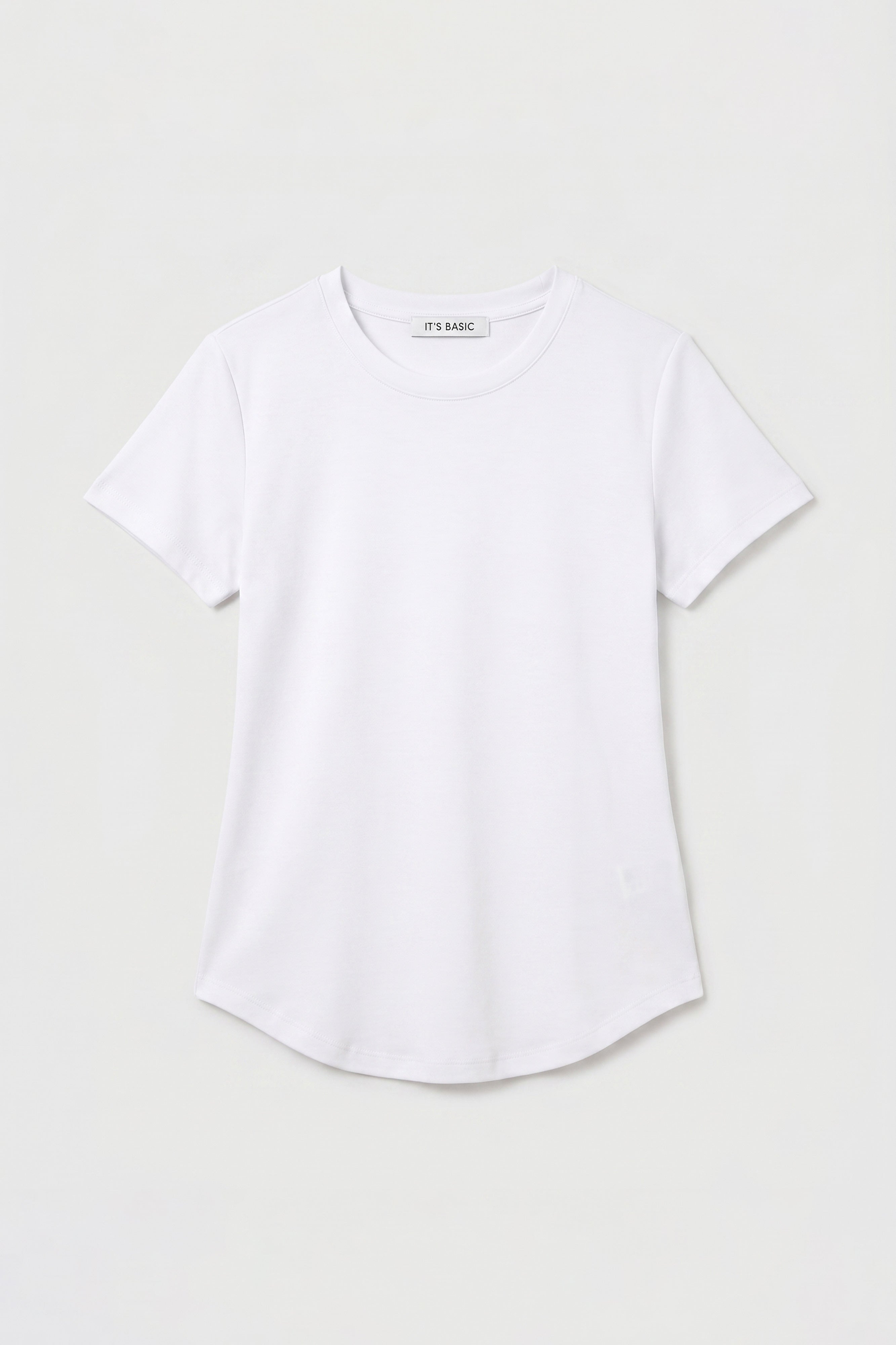 Kadın Beyaz s6-2 Bisiklet Yaka Organik Koton T-Shirt