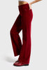 Women's Burgundy 29w5-35 Straight Cropped Fit Elastane Velvet Trousers