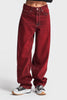 Women's Burgundy Cindy 20W4-35 Skater Fit Mid-Rise 100% Cotton Special Wash Denim Jeans