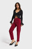 Kadın Bordo Renk 26w5-35 Relax Fit Esnek Kumaş İnce Fitilli Velvet Kadife Kumaş Pantolon