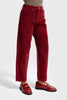 Kadın Bordo Renk 26w5-35 Relax Fit Kalın Fitilli Velvet Kadife Kumaş Pantolon