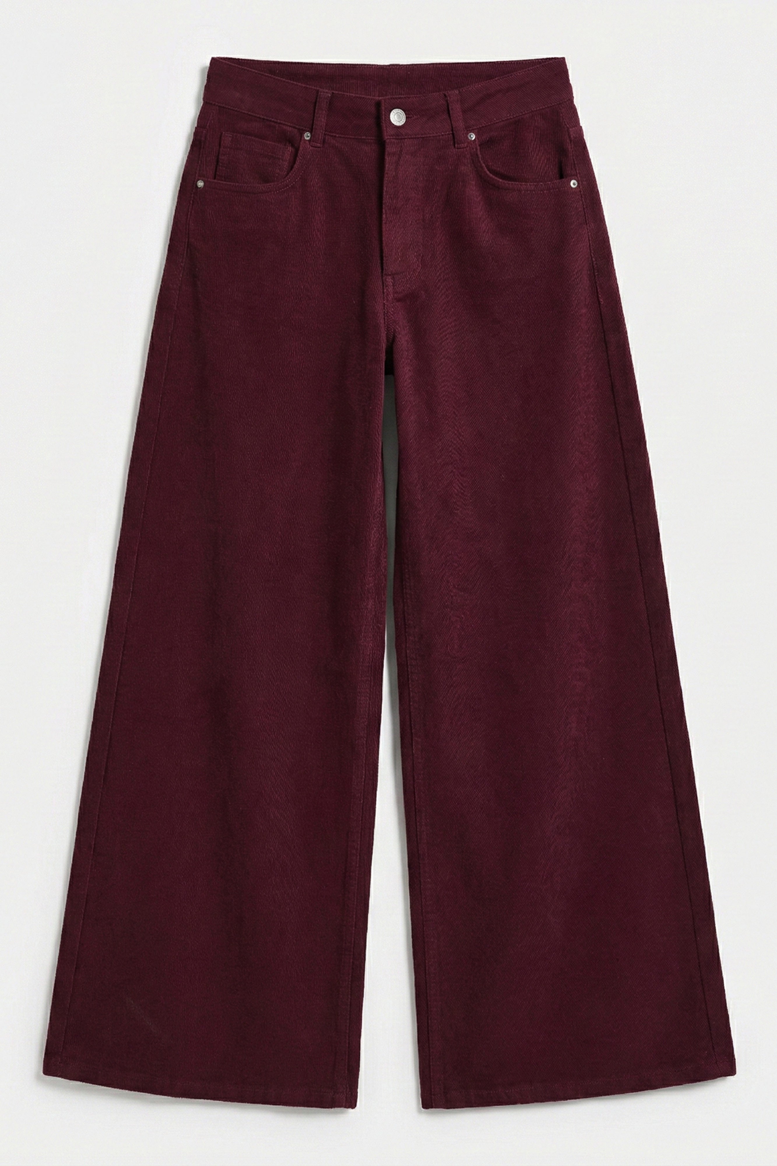 Kadın Bordo Renk Hera 7s6-35 Palazzo Fit %100 Koton Denim Jean