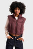 Women's Burgundy W5-35 Padded Sleeveless Side Pocket Crop Puffer Vest
